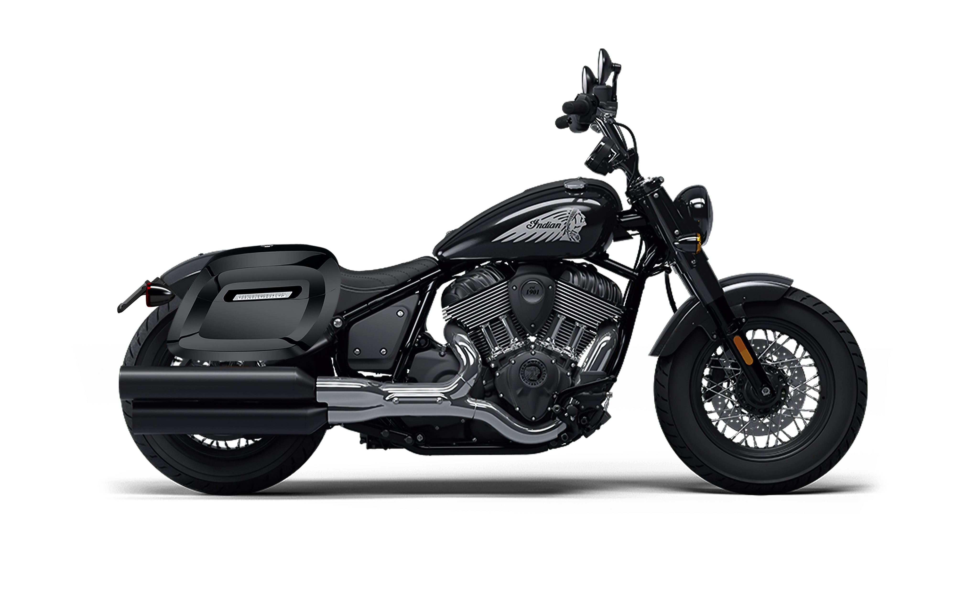 36L - Lamellar Raven XL Shock Cutout Indian Chief Bobber Painted Motorcycle Hard Saddlebags Bag on Bike @expand