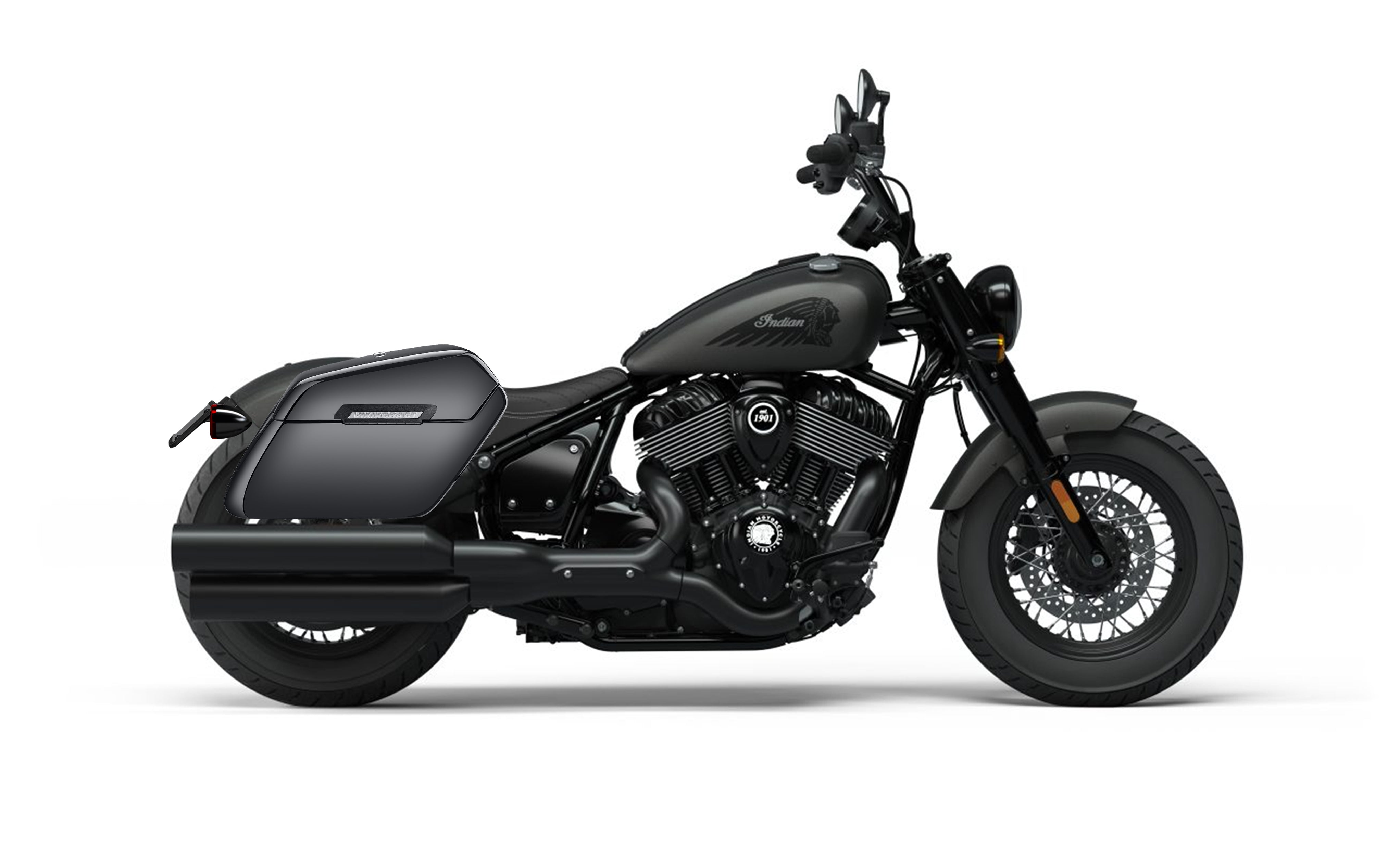 38L - Baldur XL Shock Cutout Indian Chief Bobber Darkhorse Painted Hard Saddle Bags Bag on Bike @expand