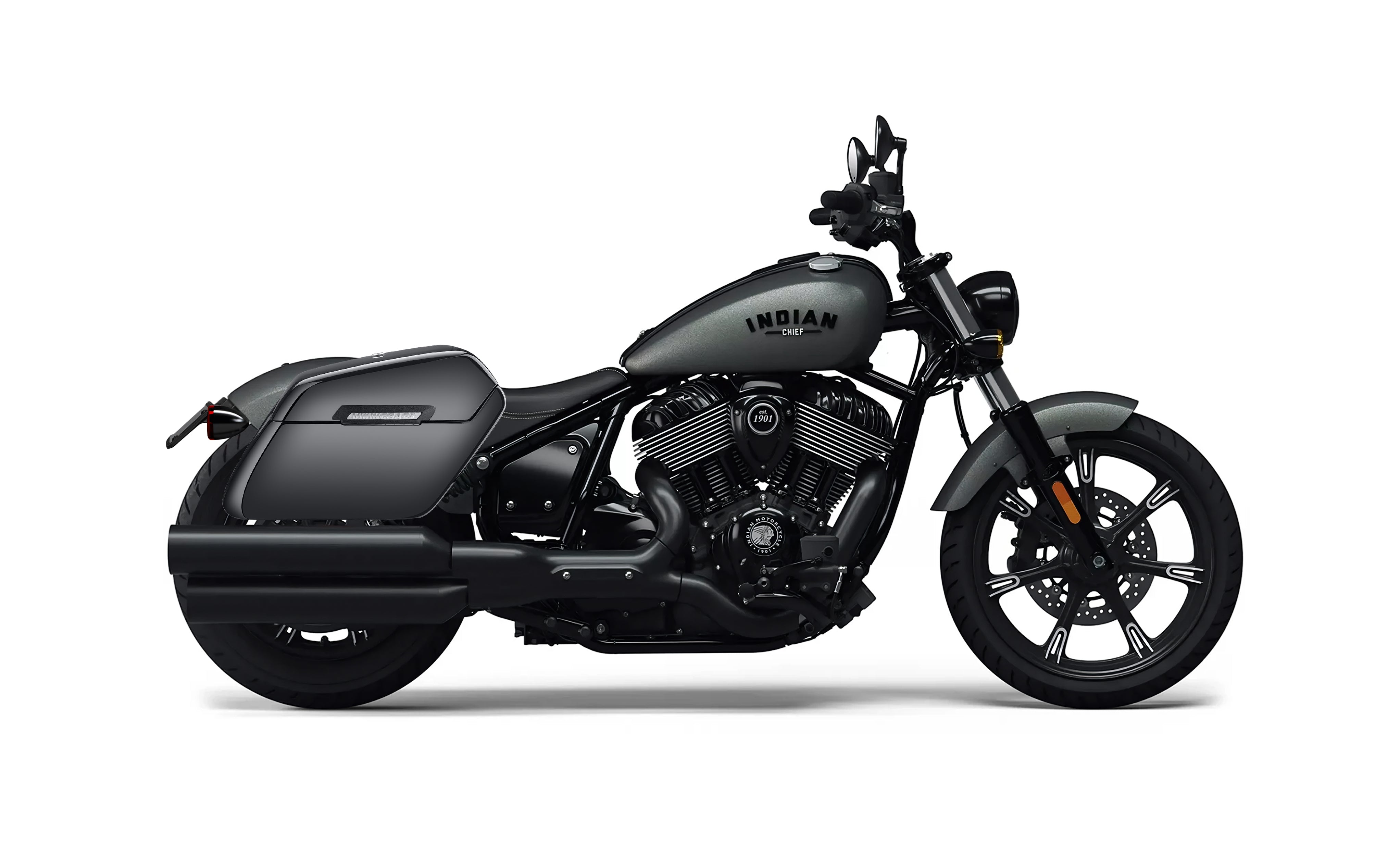 38L - Baldur XL Shock Cutout Indian Chief Darkhorse Painted Hard Saddle Bags Bag on Bike @expand