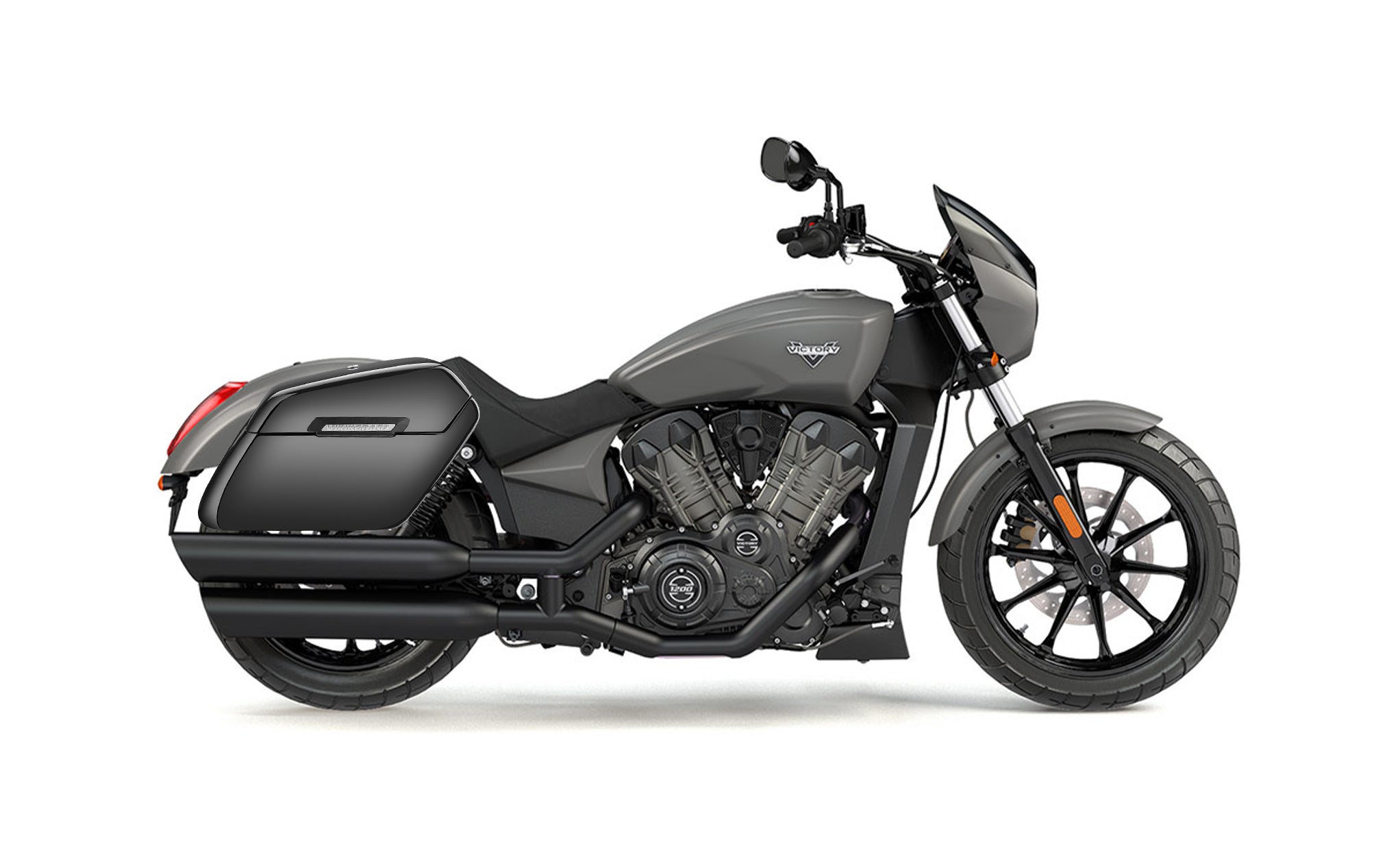 38L - Baldur XL Shock Cut-Out Painted Victory Octane Hard Saddlebags Bag on Bike @expand