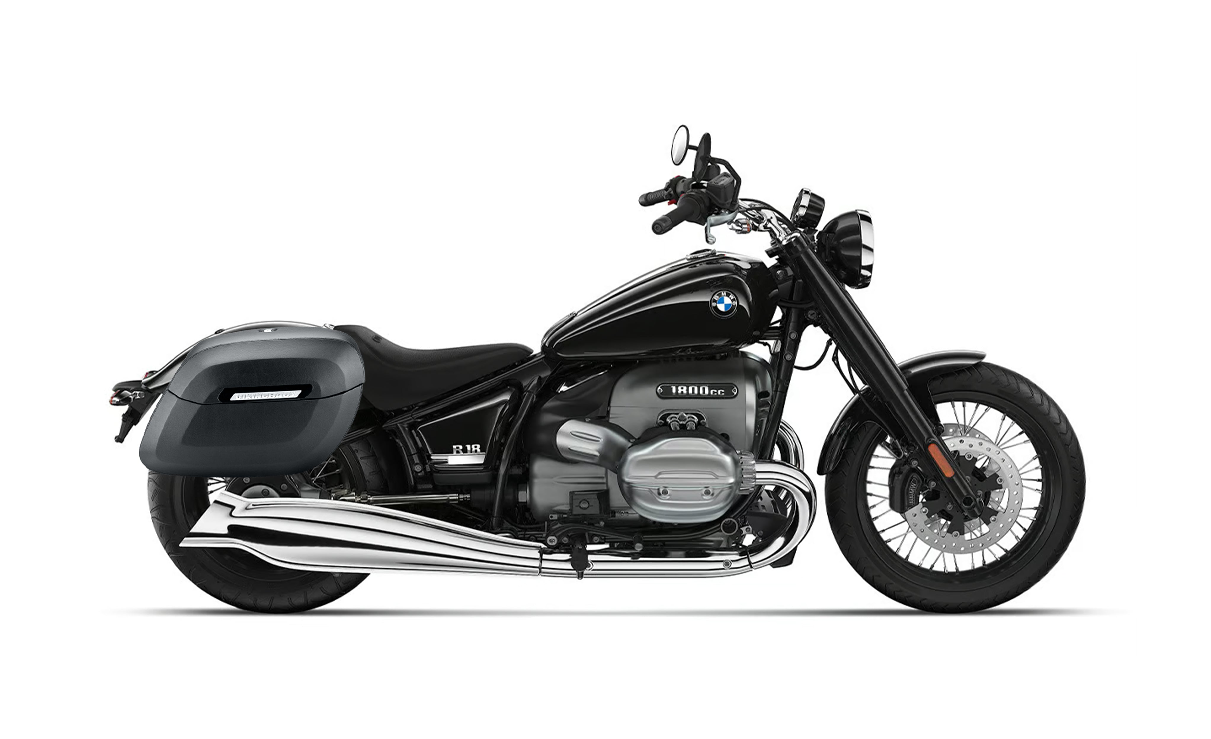 40L - Lamellar Raven Extra Large BMW R18 Leather Covered Motorcycle Hard Saddlebags Bag on Bike @expand