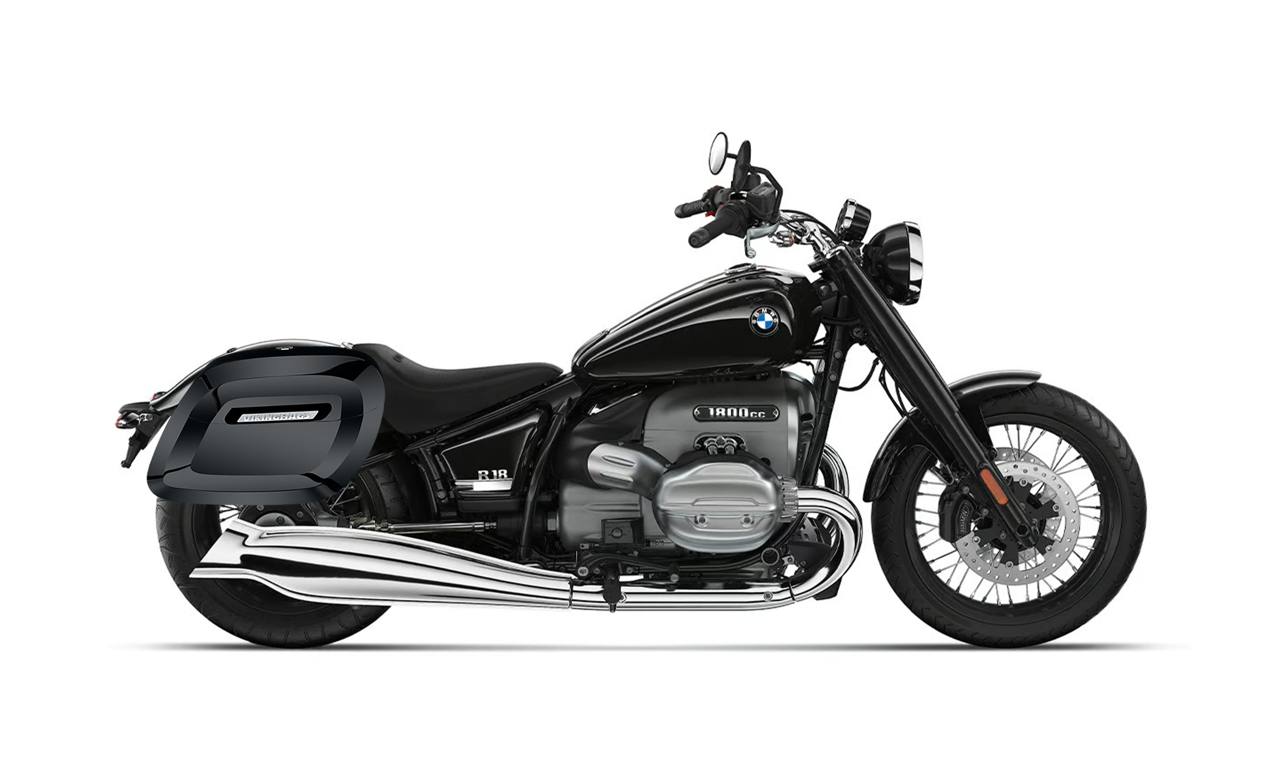 40L - Lamellar Raven Extra Large BMW R18 Painted Motorcycle Hard Saddlebags Bag on Bike @expand