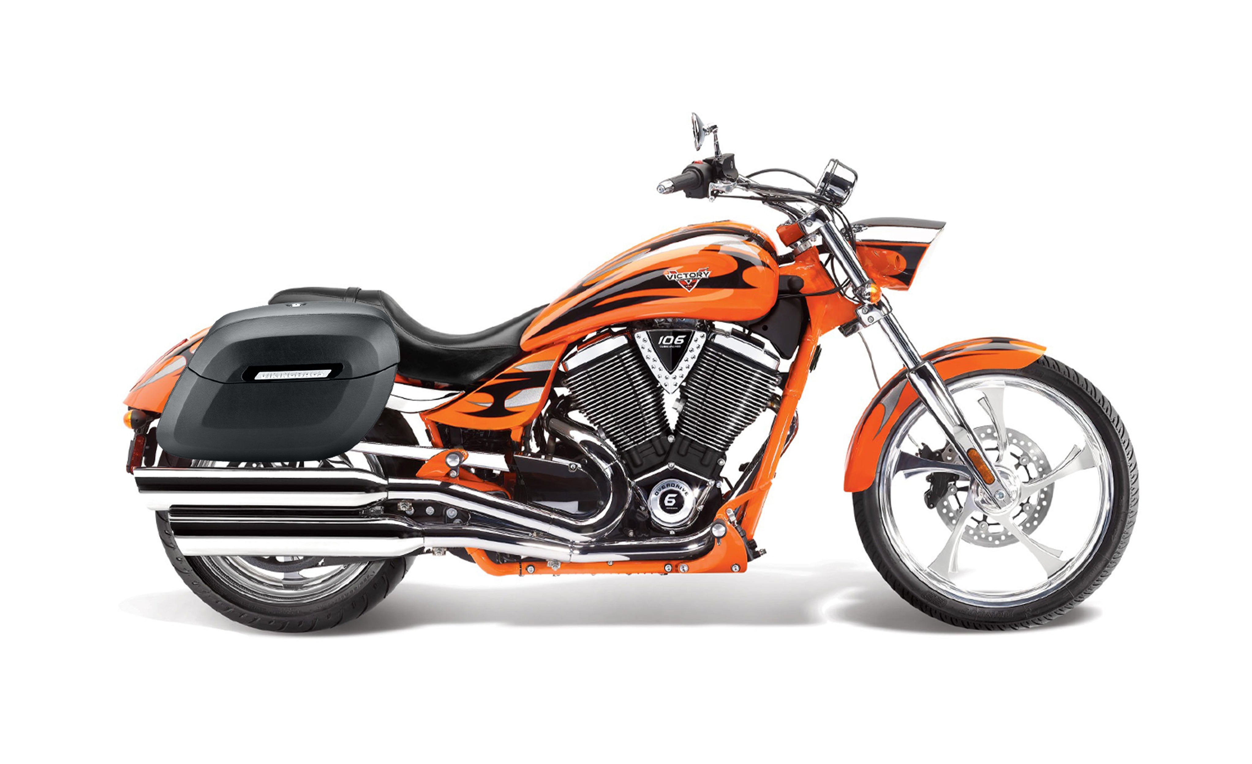 40L - Lamellar Raven Extra Large Victory Jackpot Matte Hard Saddlebags Bag on Bike @expand