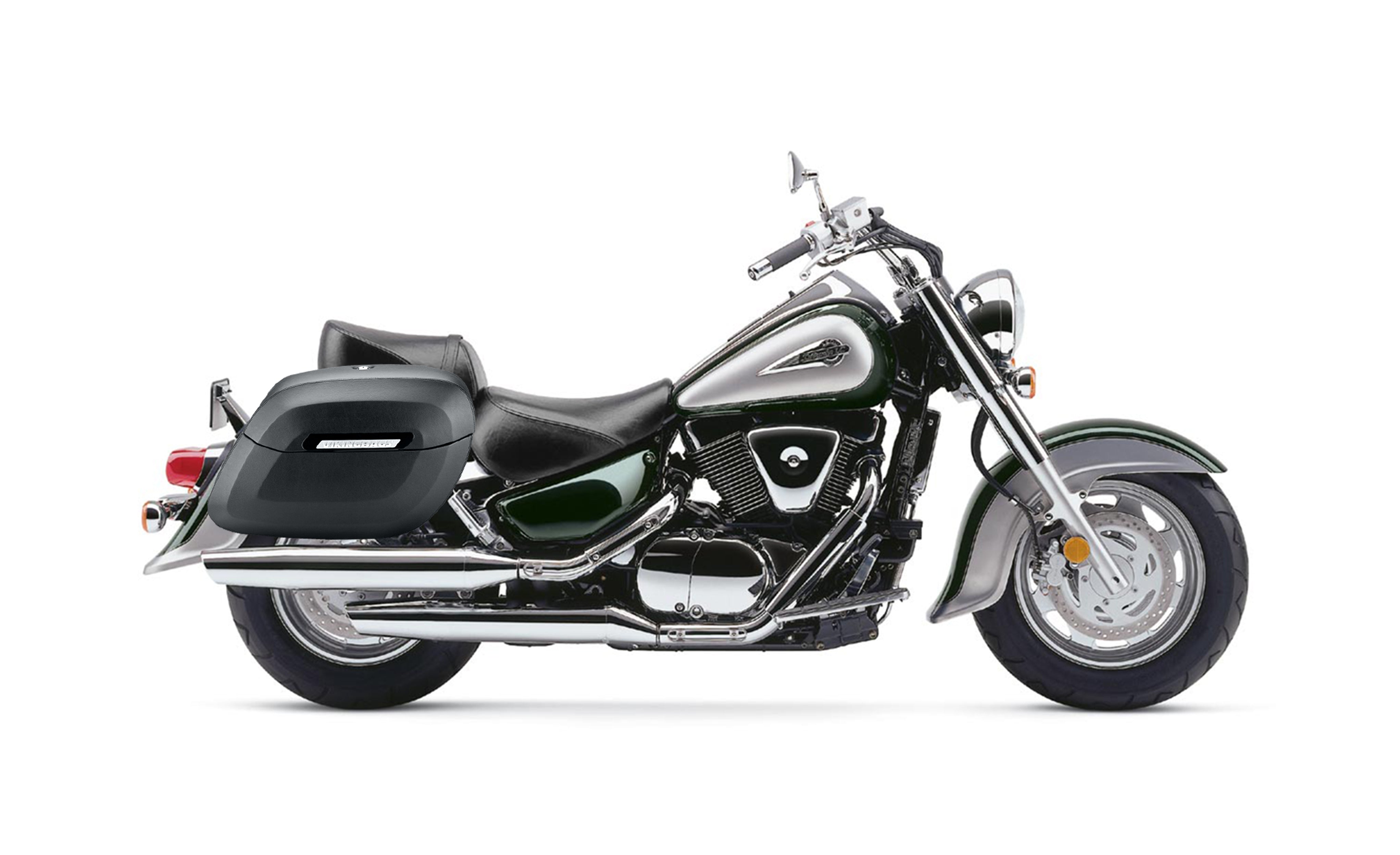 40L - Lamellar Raven Extra Large Suzuki Intruder 1500 Matte Hard Saddlebags Bag on Bike @expand