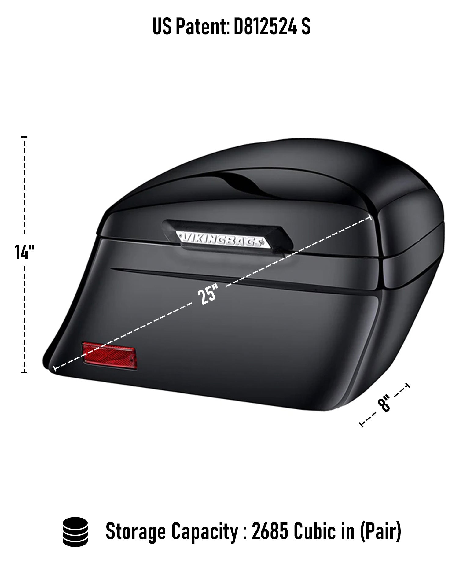 44L - Lamellar Stallion Extra Large Victory Hammer Painted Motorcycle Hard Saddlebags Storage Capacity