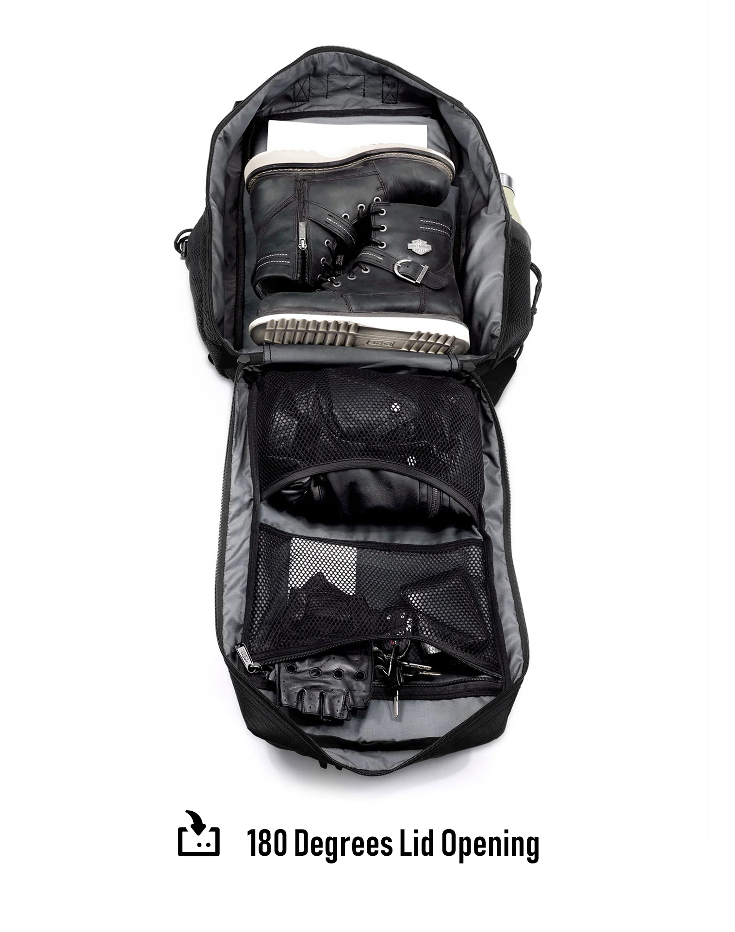 45L - Tactical XL BMW Motorcycle Tail Bag 180 Degrees Lid Opening