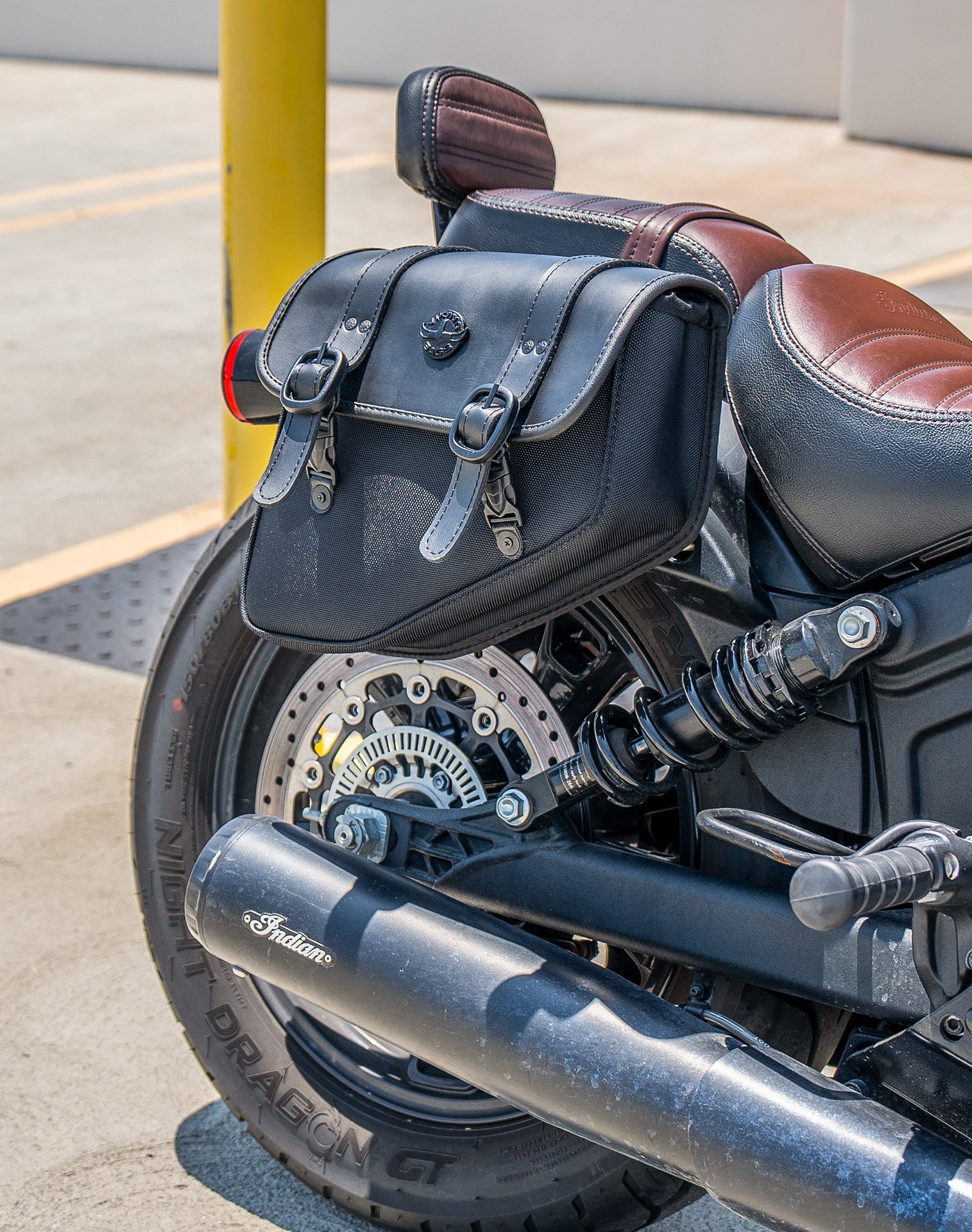 6L - Pony Indian Scout Rogue Leather Motorcycle Solo Bag (Right Only) v3