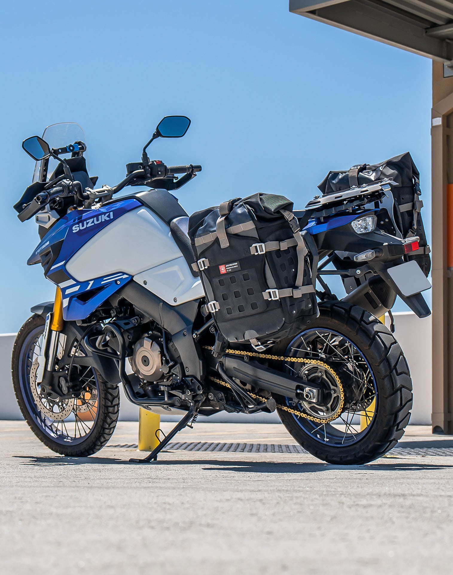 60L - Apex Large Suzuki V-Strom 1050 ADV Touring Panniers Vertical Lifestyle