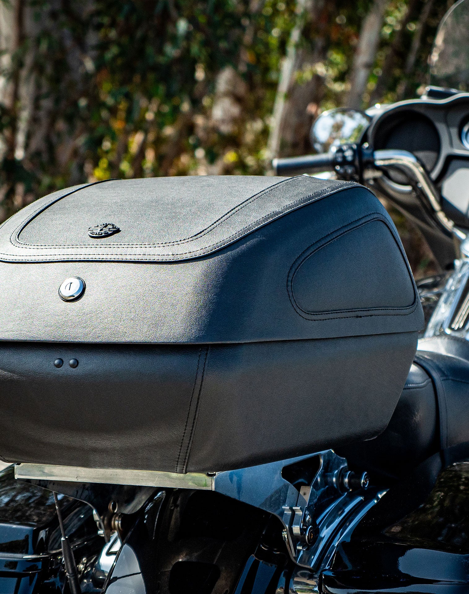 71L - Challenger XL Leather Wrapped Hard Royal Enfield Motorcycle Trunk v4