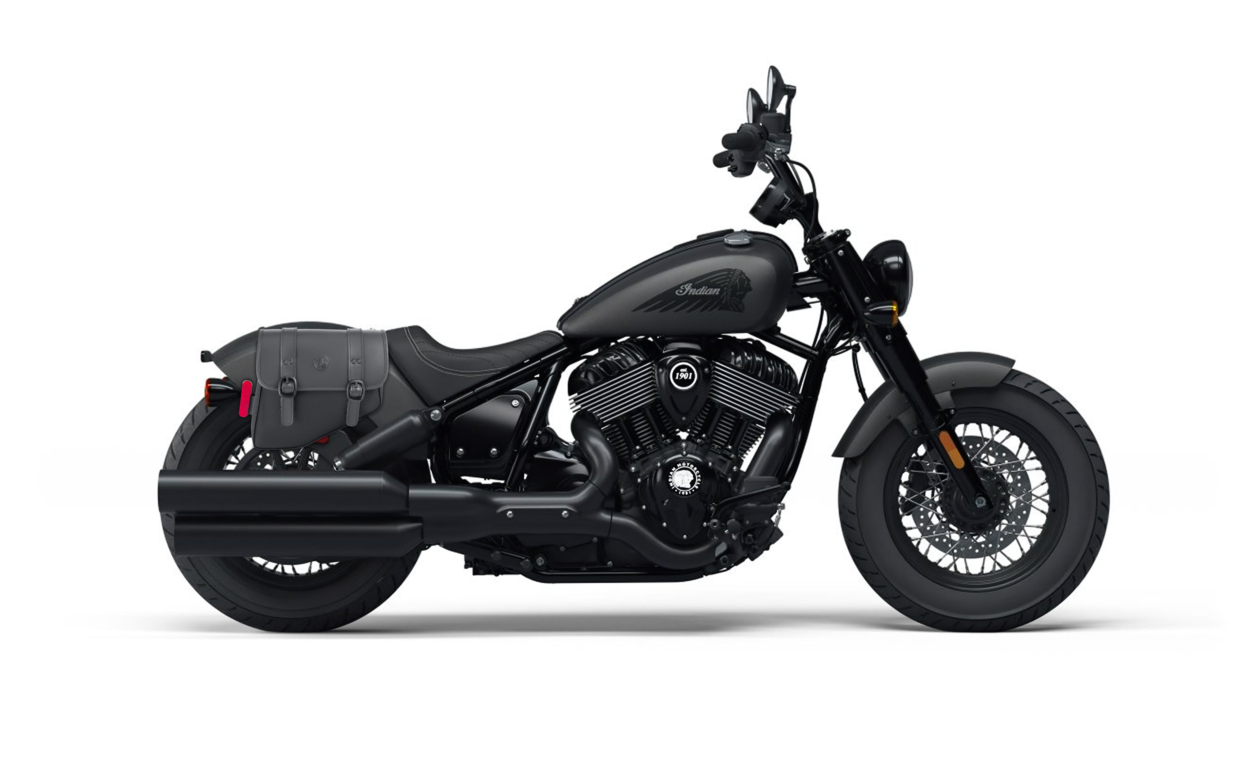 8L - Pony Indian Chief Bobber Darkhorse Leather Motorcycle Saddlebags Bag on Bike @expand