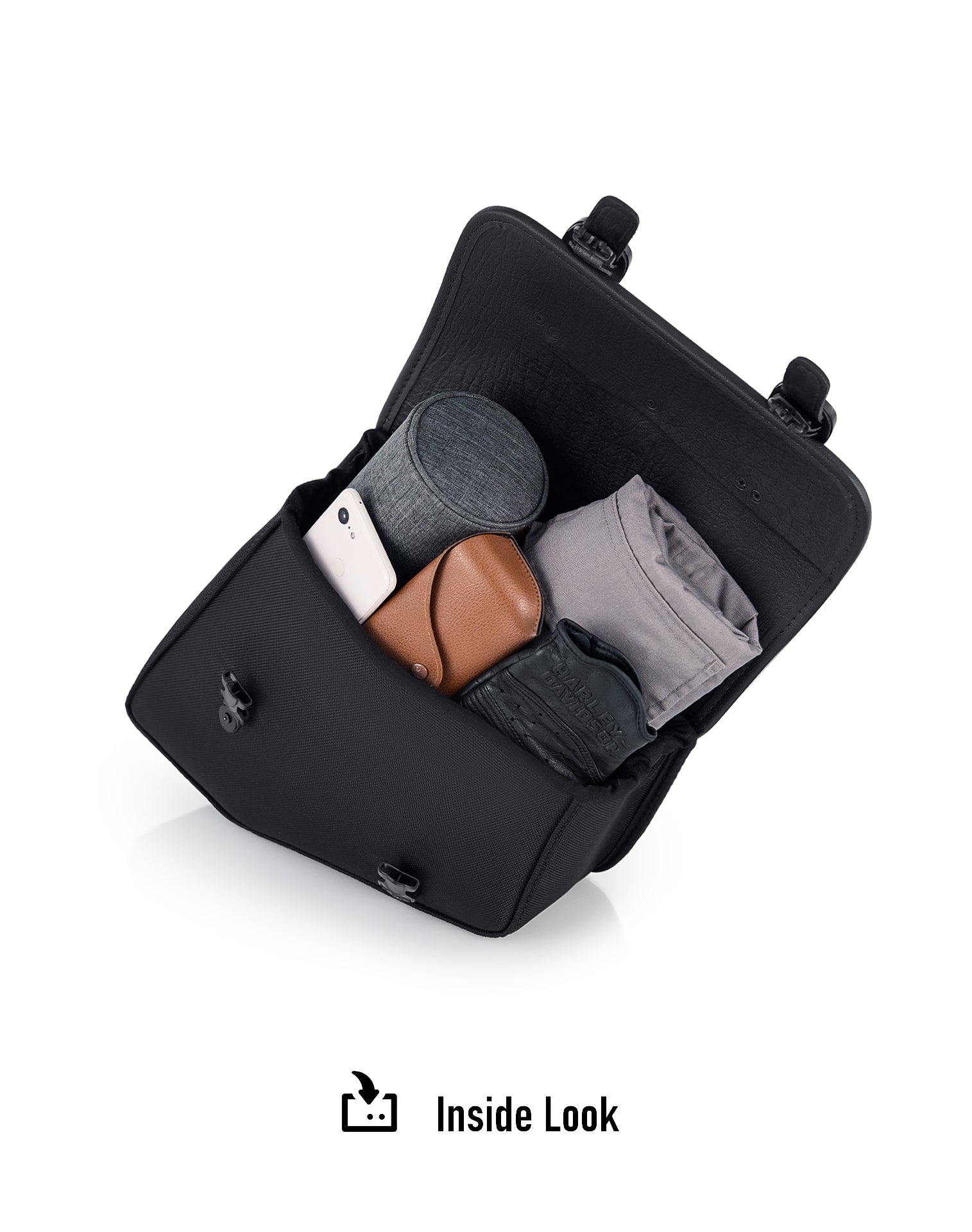 8L - Pony Indian Scout Bobber Leather Motorcycle Saddlebags Inside Look