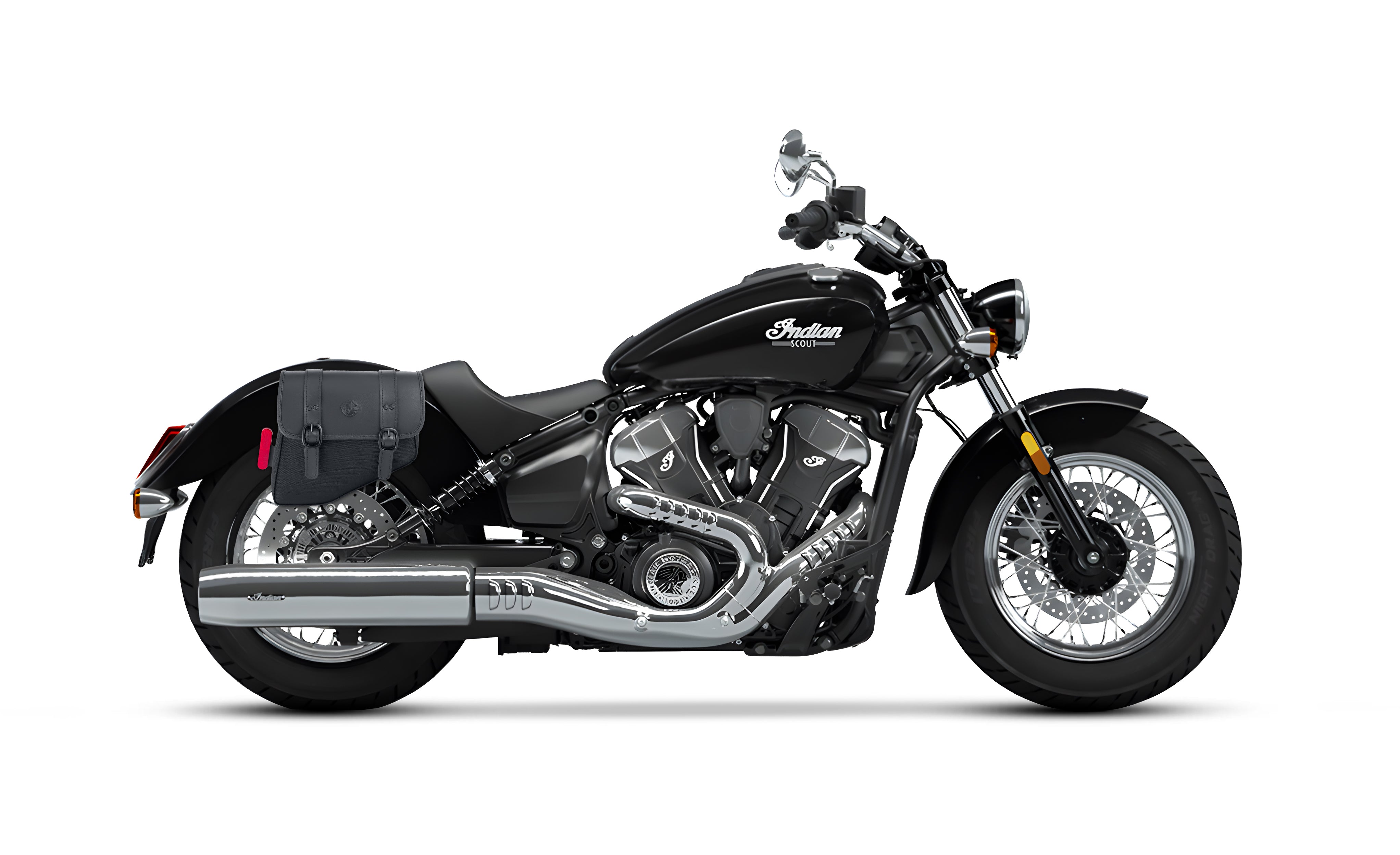 8L - Pony Indian Scout Classic 2025 Leather Motorcycle Saddlebags Bag on Bike @expand