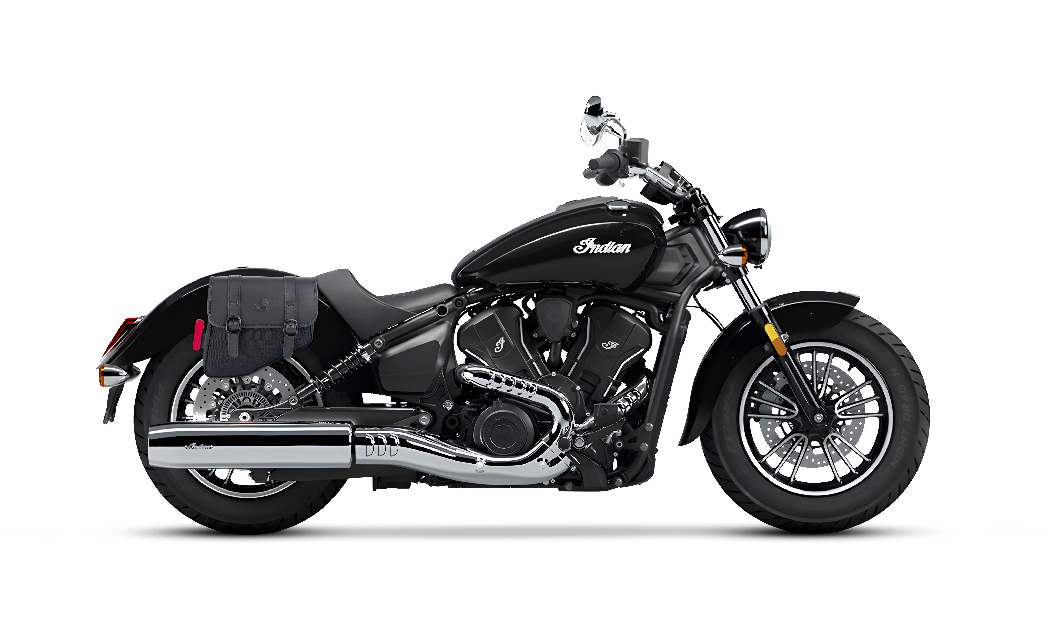 8L - Pony Indian Scout Sixty Classic 2025 Leather Motorcycle Saddlebags Bag on Bike @expand