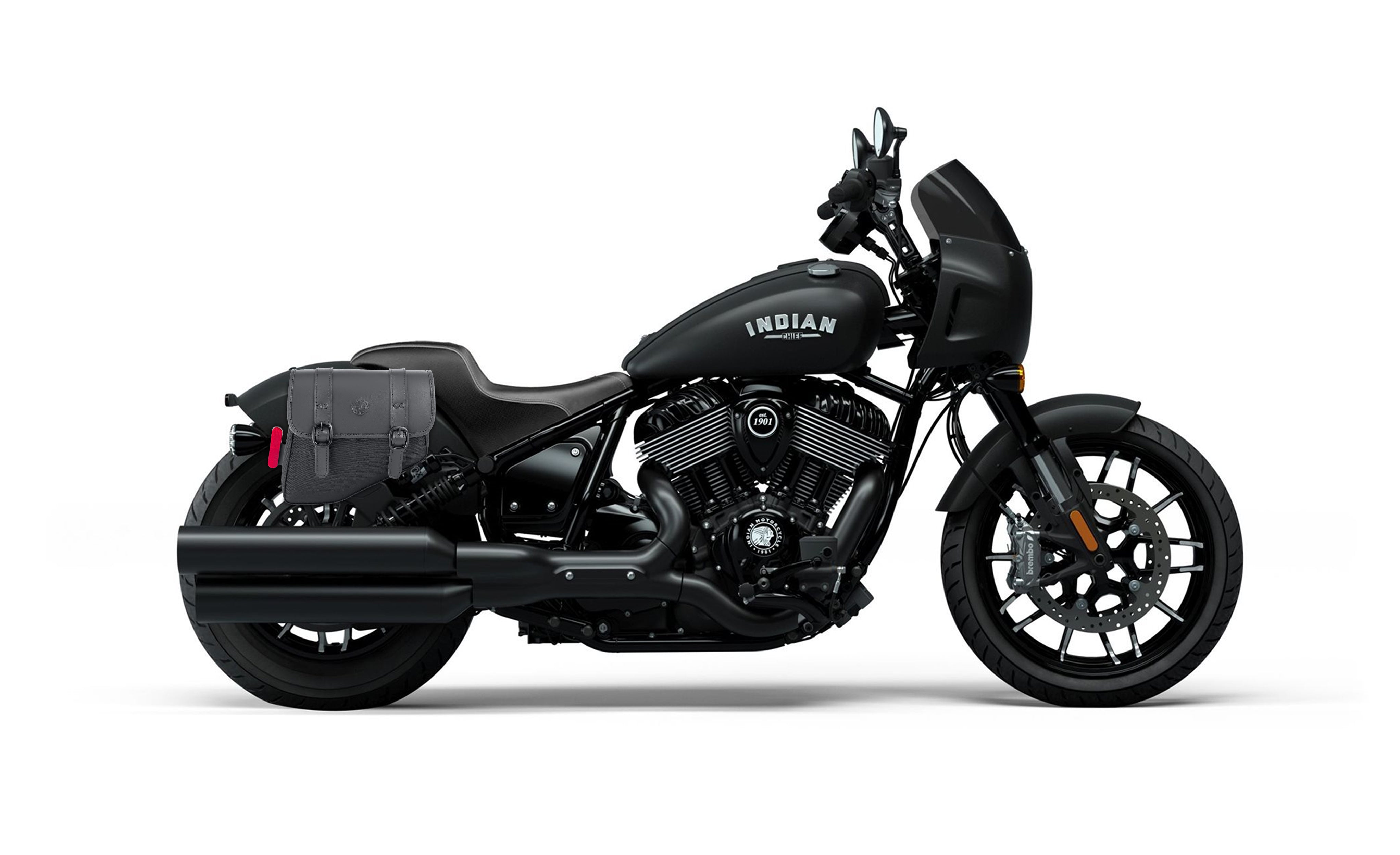 8L - Pony Indian Sport Chief Leather Motorcycle Saddlebags Bag on Bike @expand