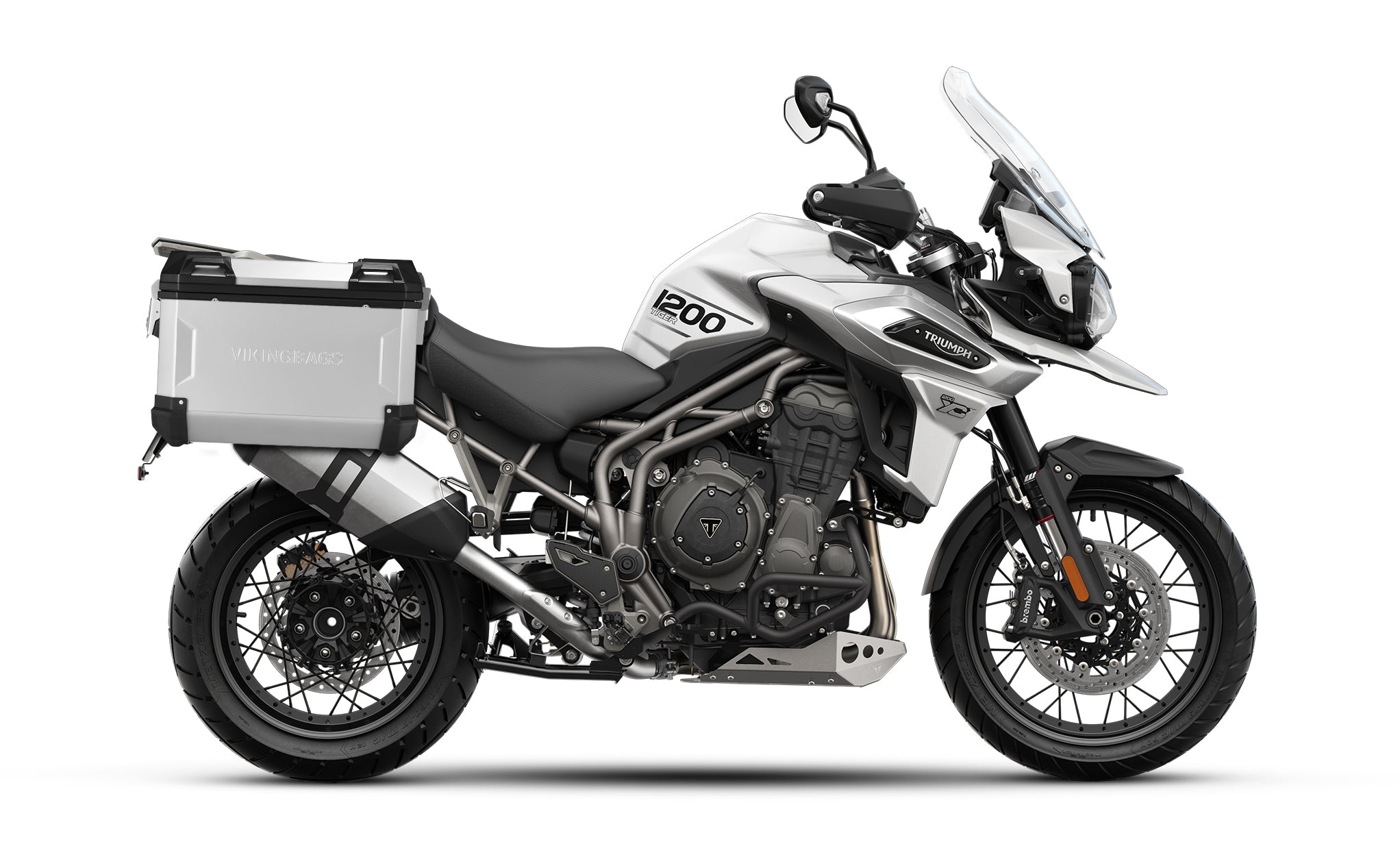 45L - Apex XL Triumph Tiger 1200 Motorcycle Side Cases Silver Bag on Bike View @expand