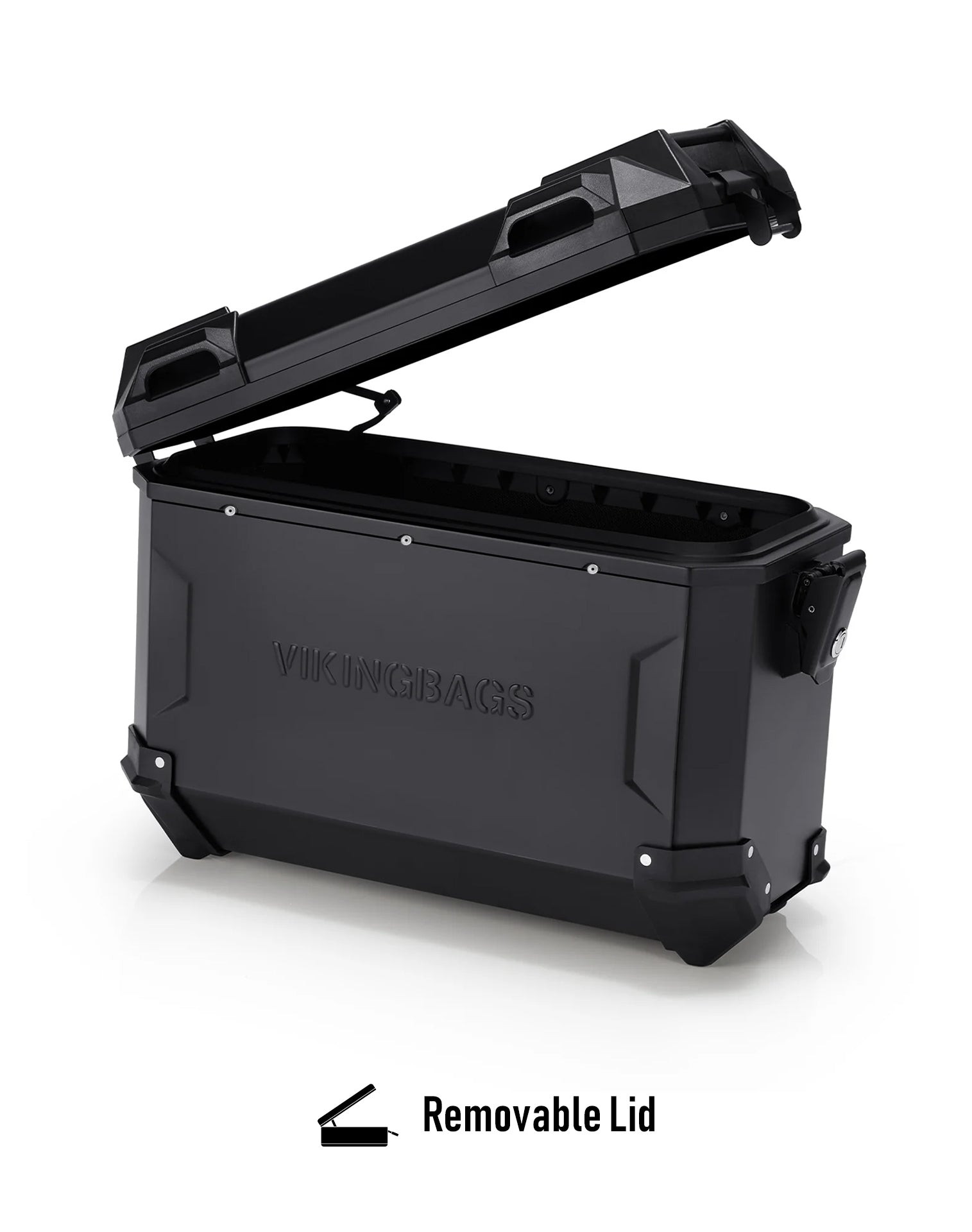 45L - Apex XL Triumph Tiger 900 Aluminum Side Cases Black Removable Lid View