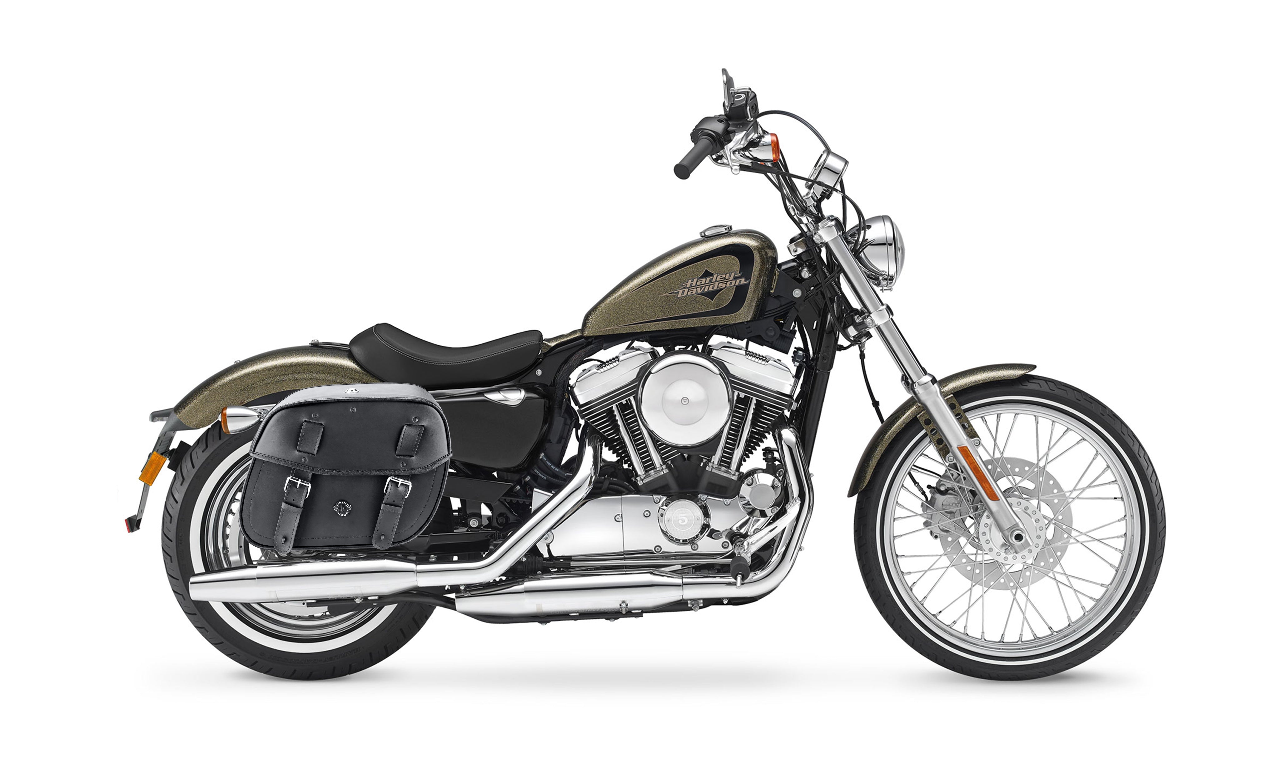 25L - Arch Large Shock Cutout Leather Motorcycle Saddlebags for Harley Sportster 72 XL1200V Bag on Bike @expand