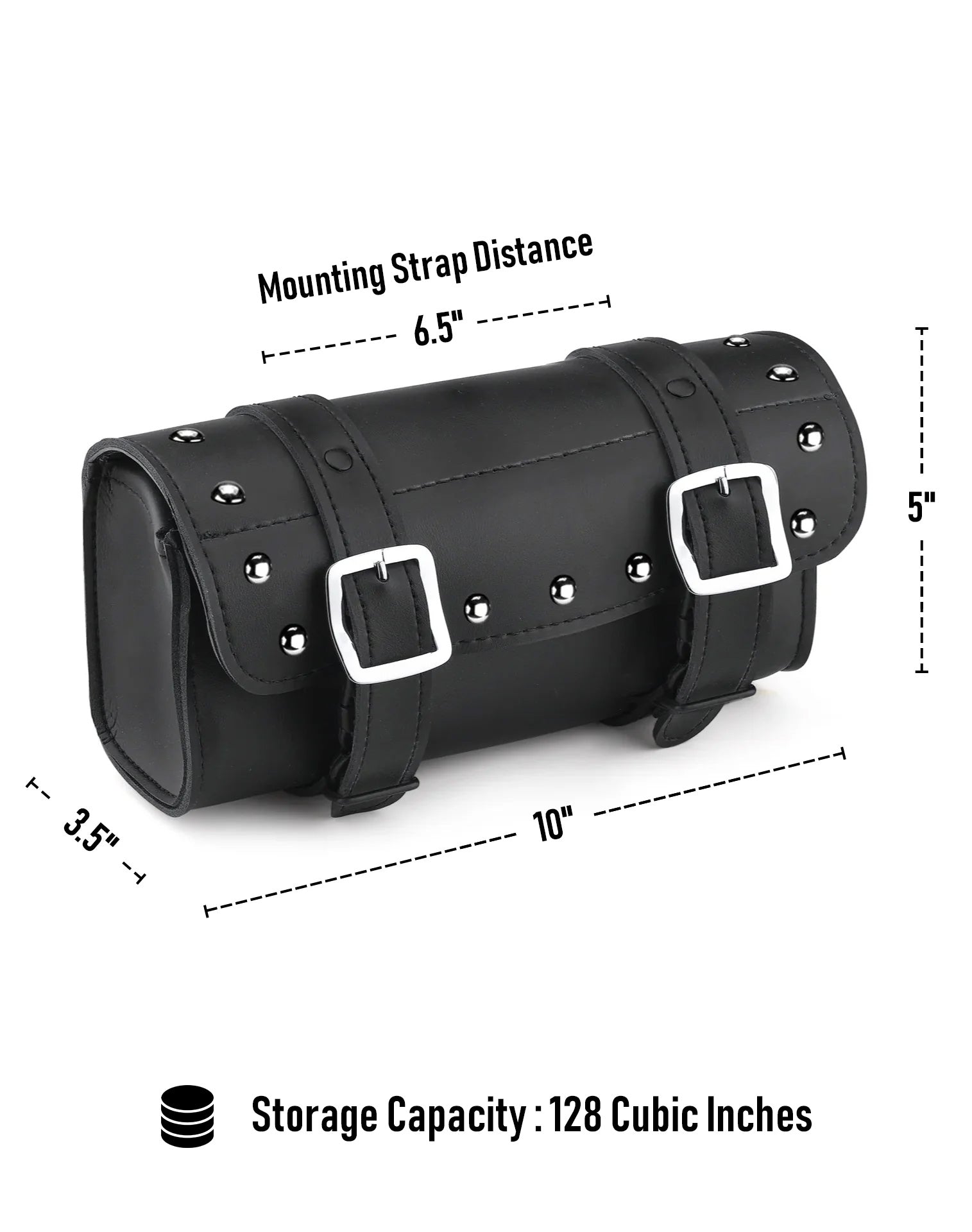 2L - Armor Studded Leather Motorcycle Handlebar Bag for Harley Davidson Storage Capacity