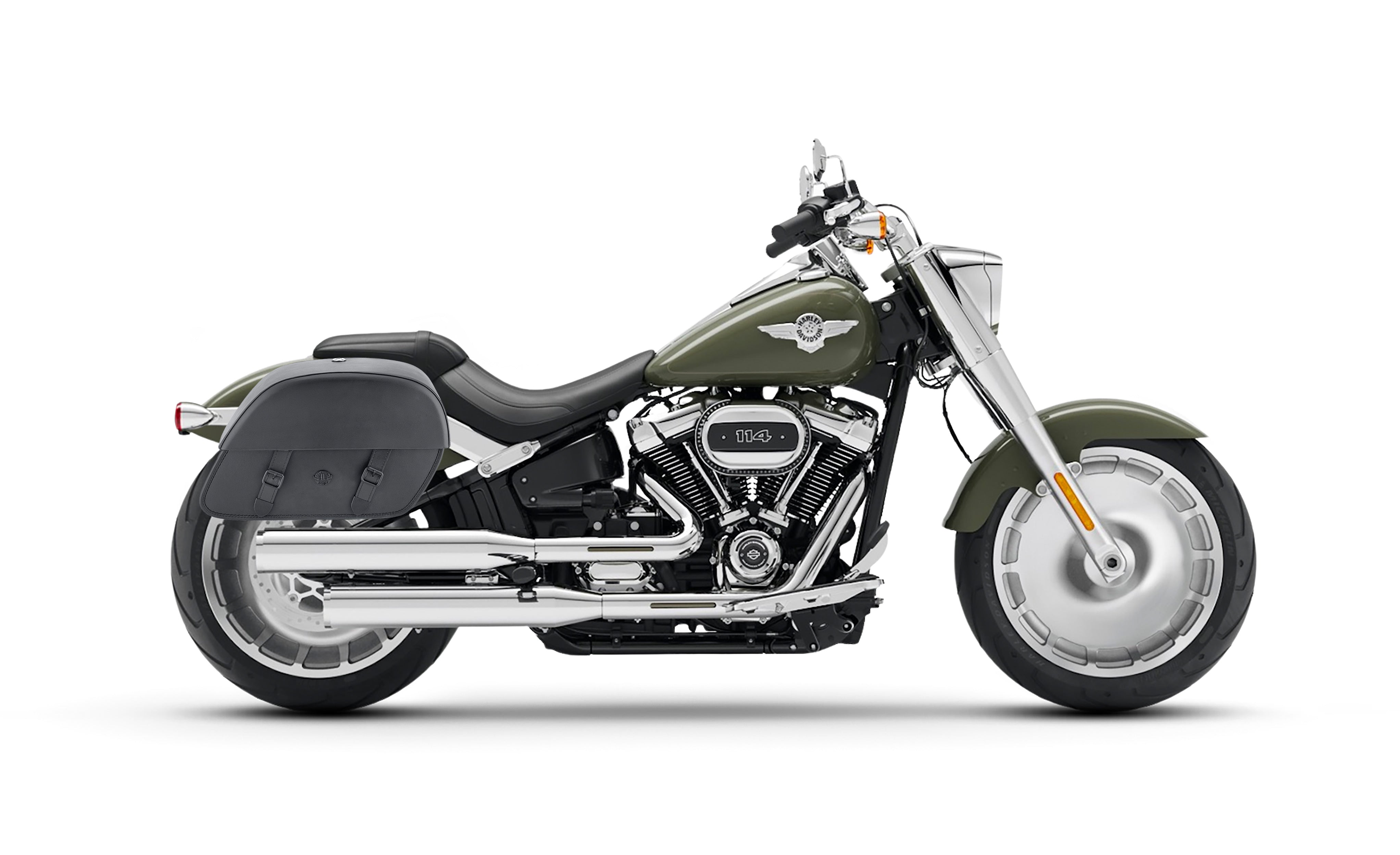 28L - Baelor Medium Motorcycle Saddlebags for Harley Softail Fat Boy FLFB/S Bag on Bike @expand