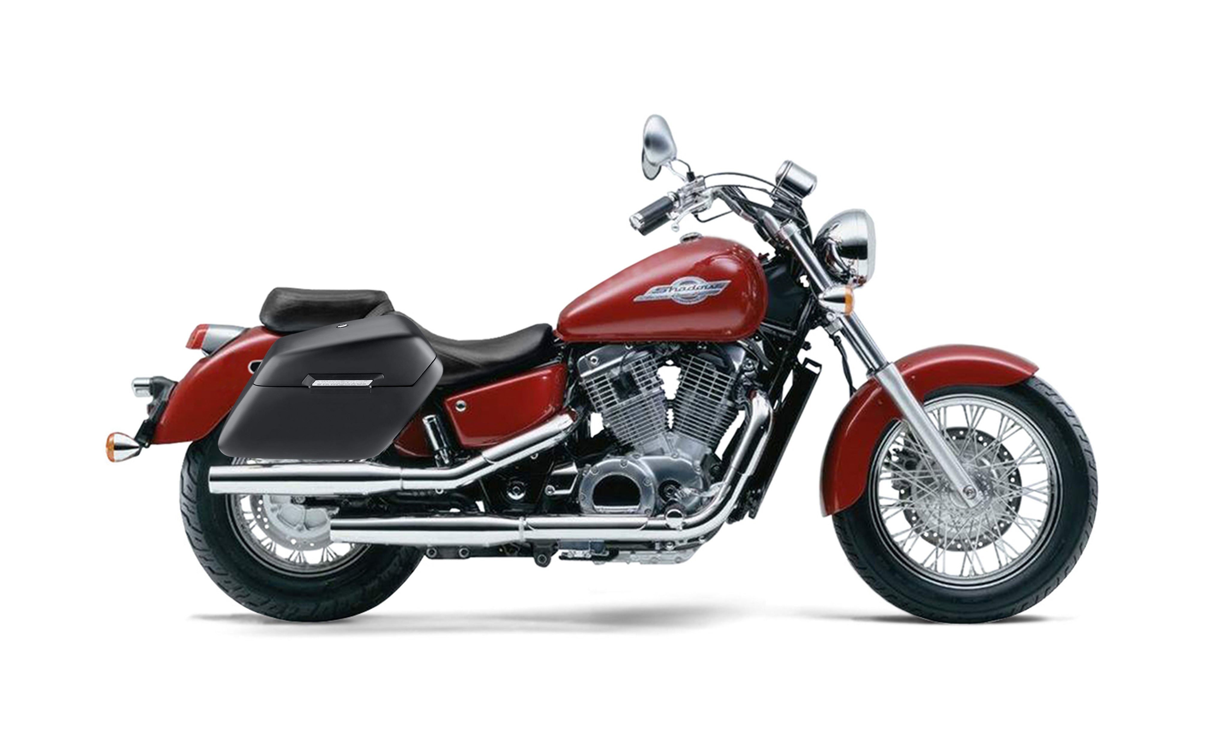 38L - Baldur XL Shock Cut-Out Honda Shadow 1100 Ace Matte Hard Saddlebags Bag on Bike @expand