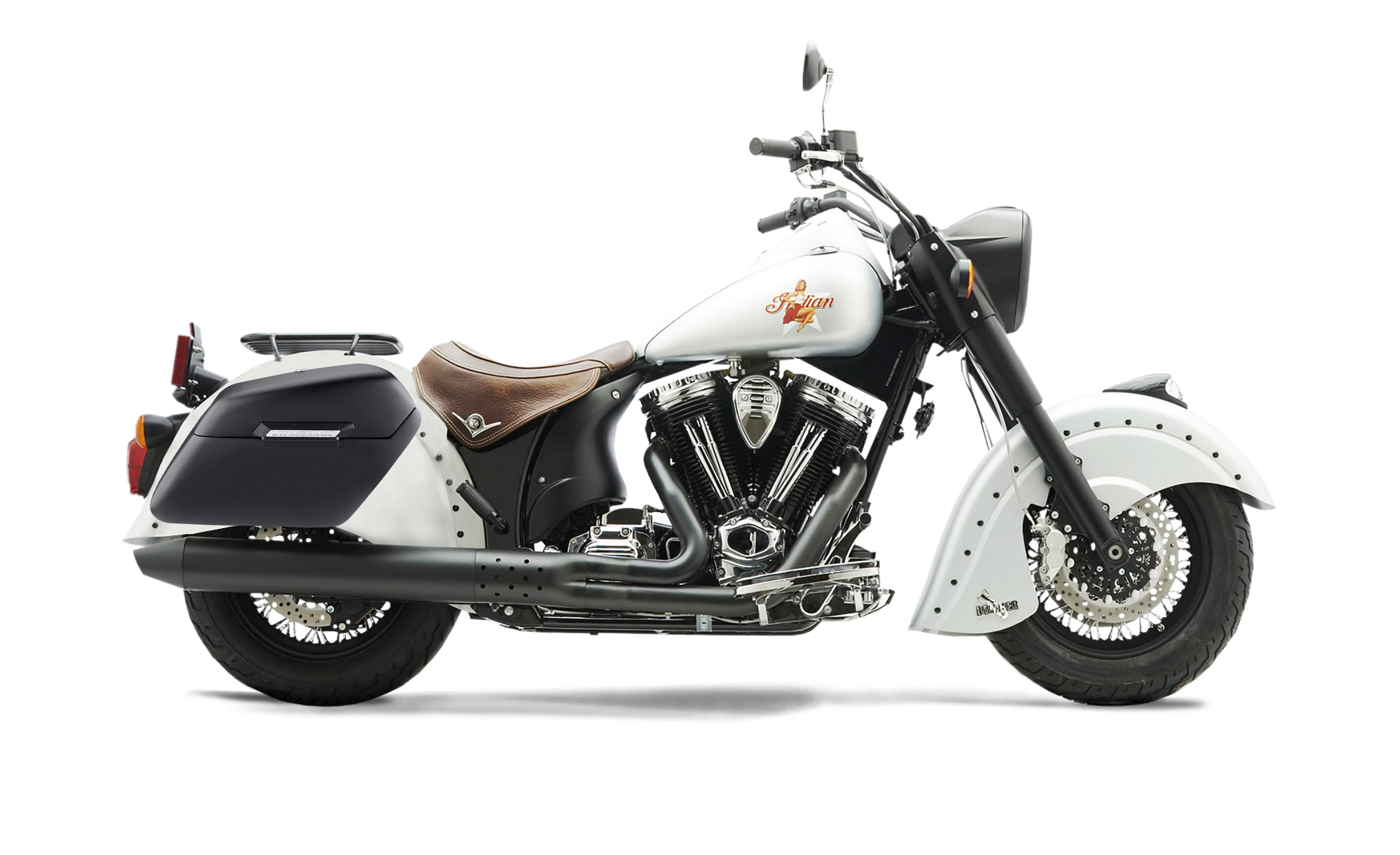 42L - Baldur Extra Large Indian Chief Bomber Matte Motorcycle Hard Saddlebags Bag on Bike @expand