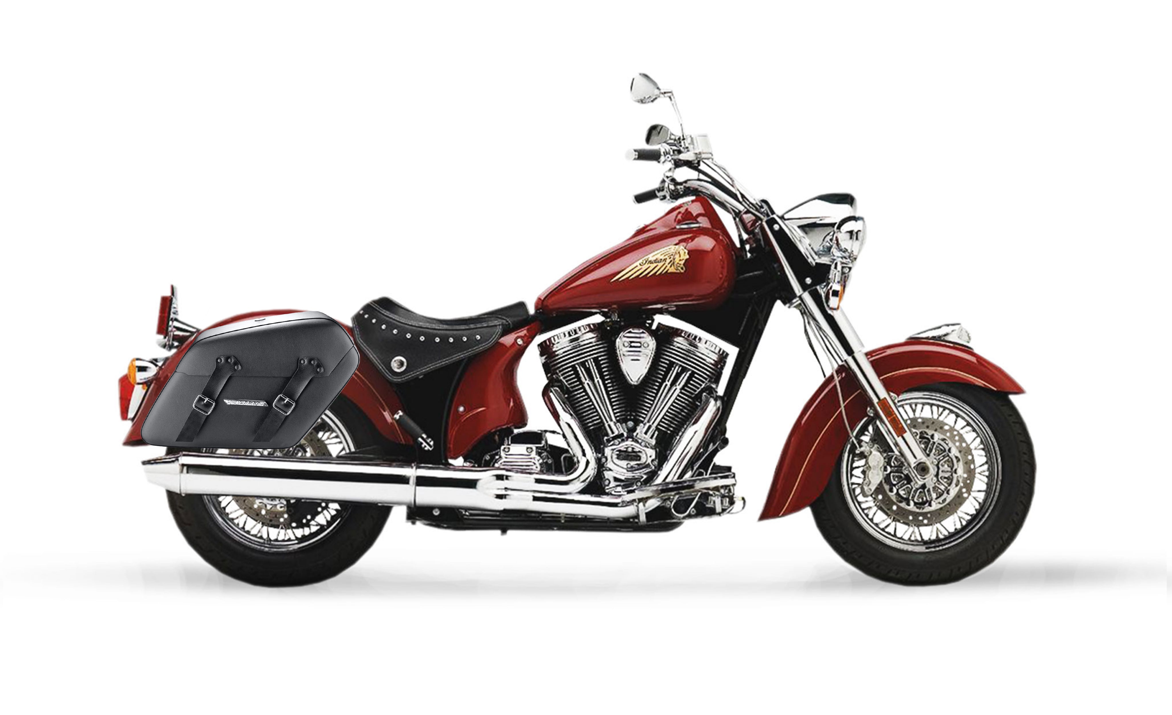 42L - Baldur Extra Large Indian Chief Standard Leather Wrapped Motorcycle Hard Saddlebags Bag on Bike @expand