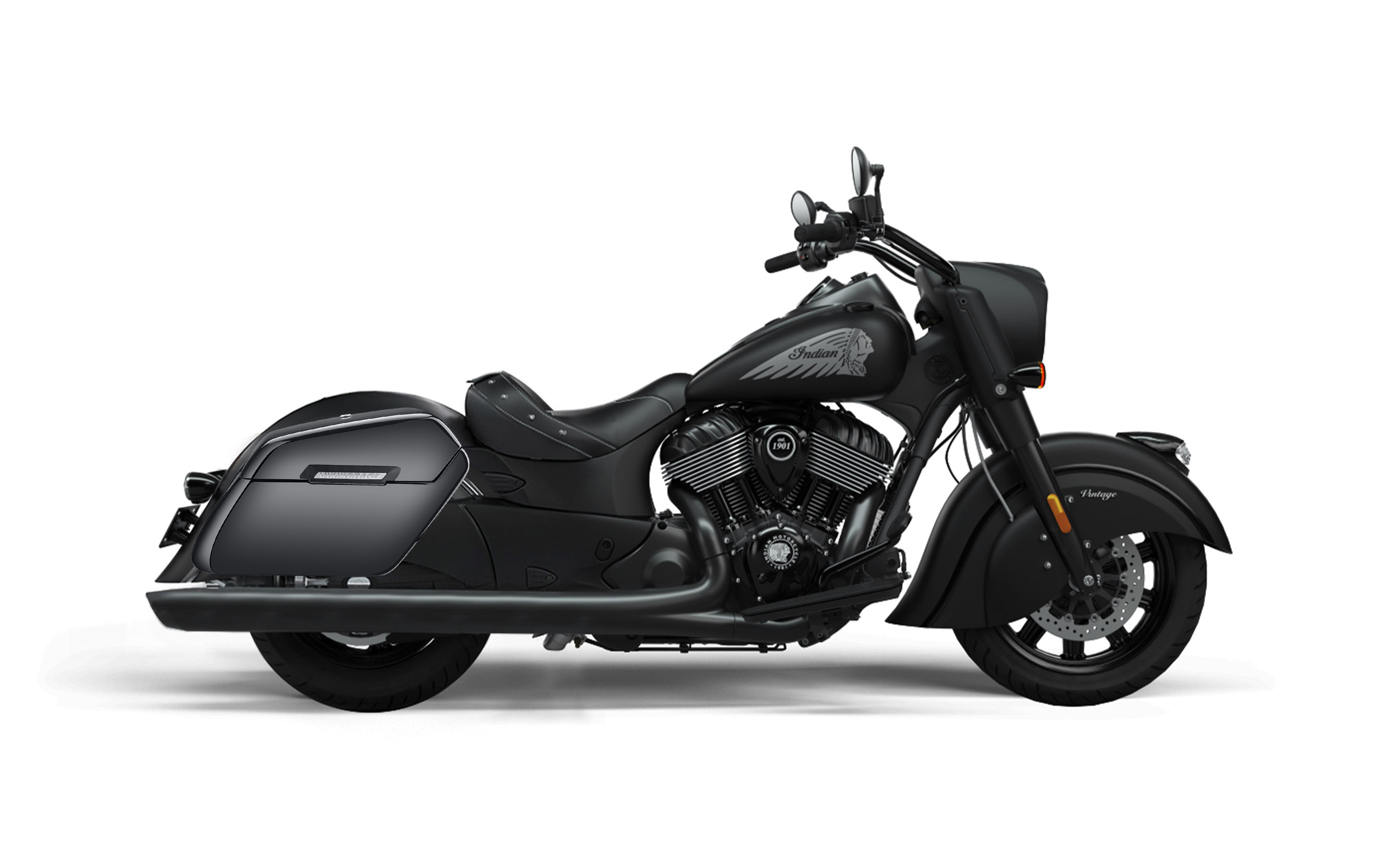 42L - Baldur Extra Large Indian Vintage Darkhorse Painted Motorcycle Hard Saddlebags Bag on Bike @expand