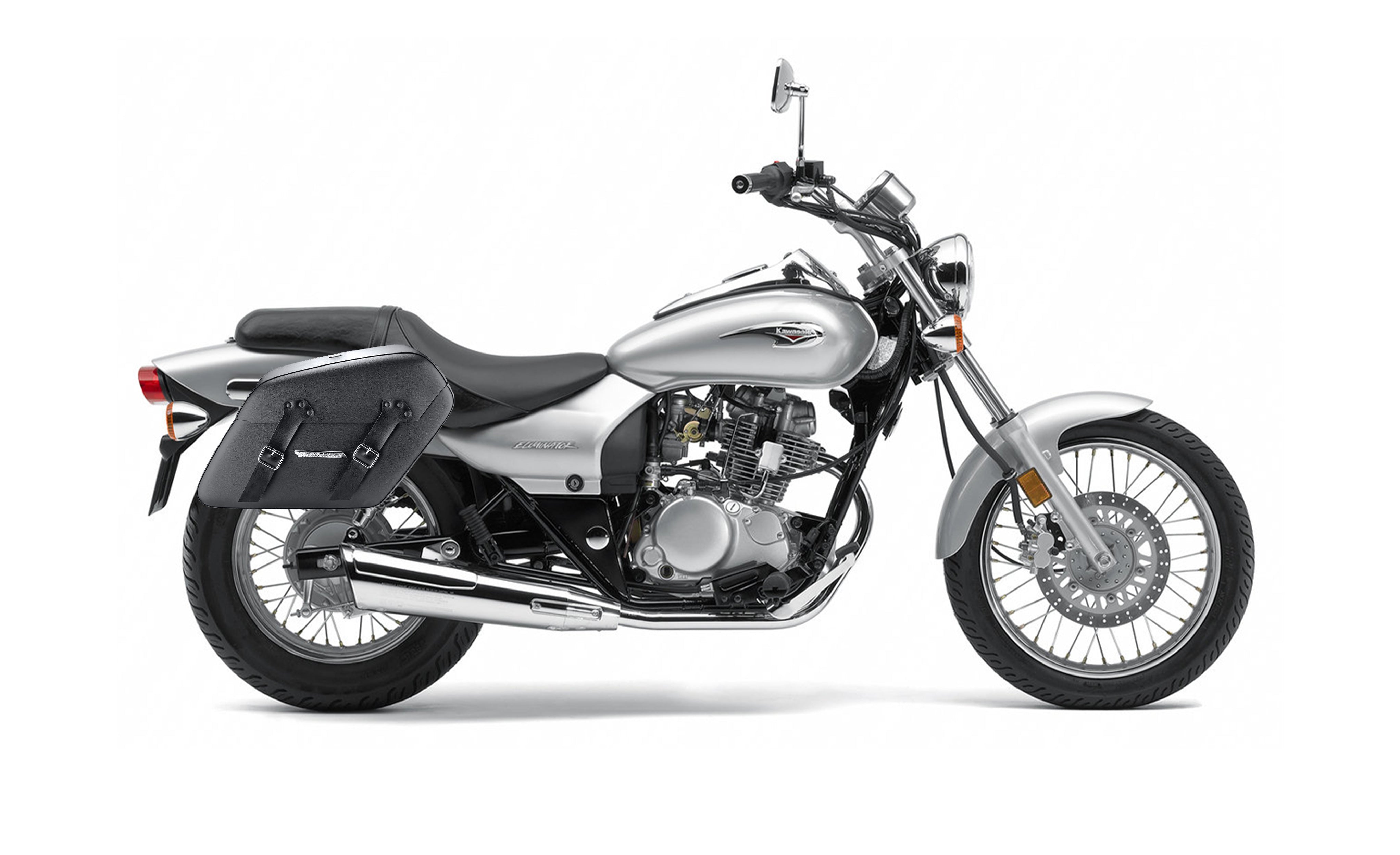 38L - Baldur XL Shock Cutout Kawasaki Eliminator 125 BN125 Leather Wrapped Hard Saddlebags Bag on Bike @expand