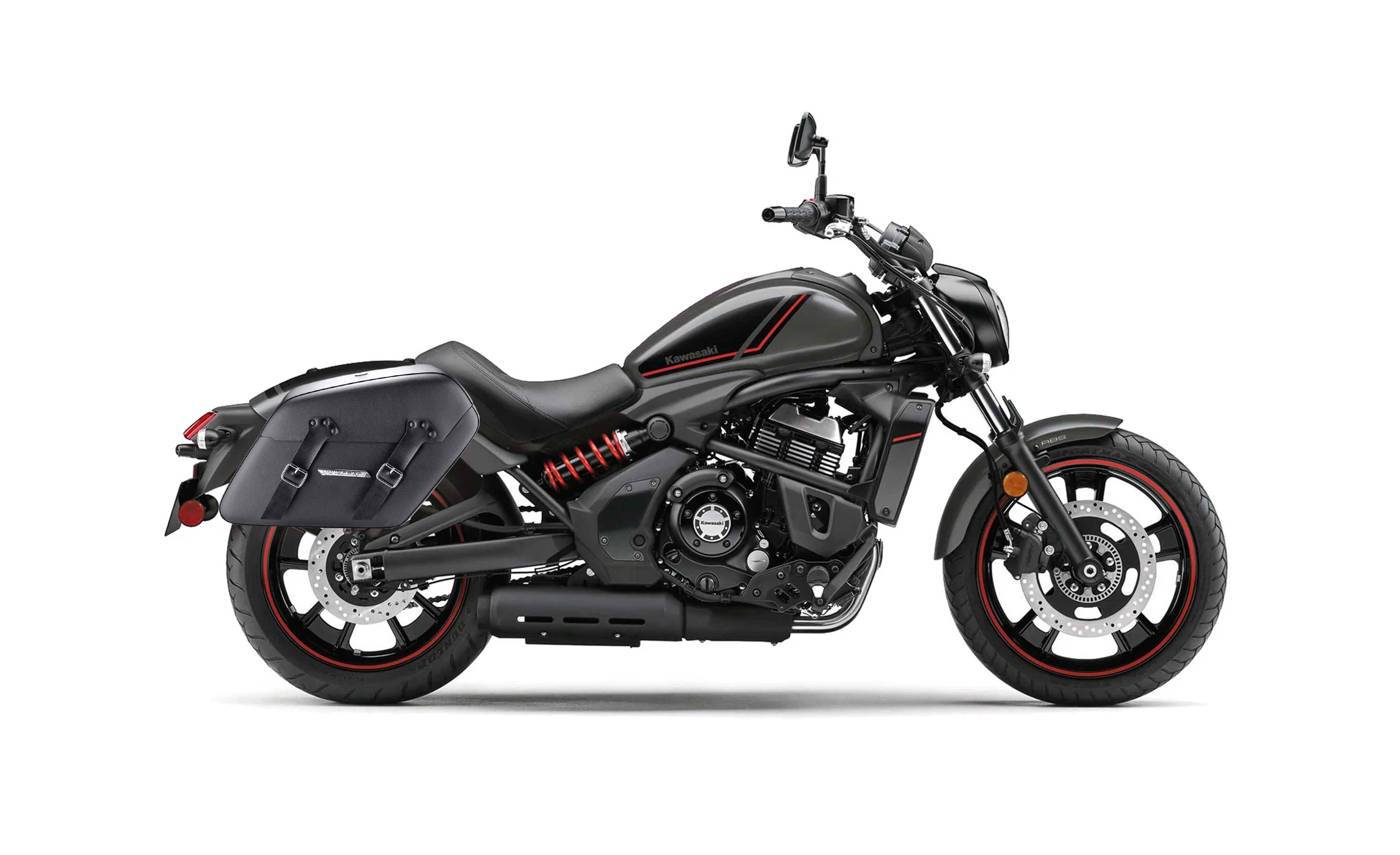 42L - Baldur Extra Large Kawasaki Vulcan S VN650 Leather Wrapped Motorcycle Hard Saddlebags Bag on Bike @expand