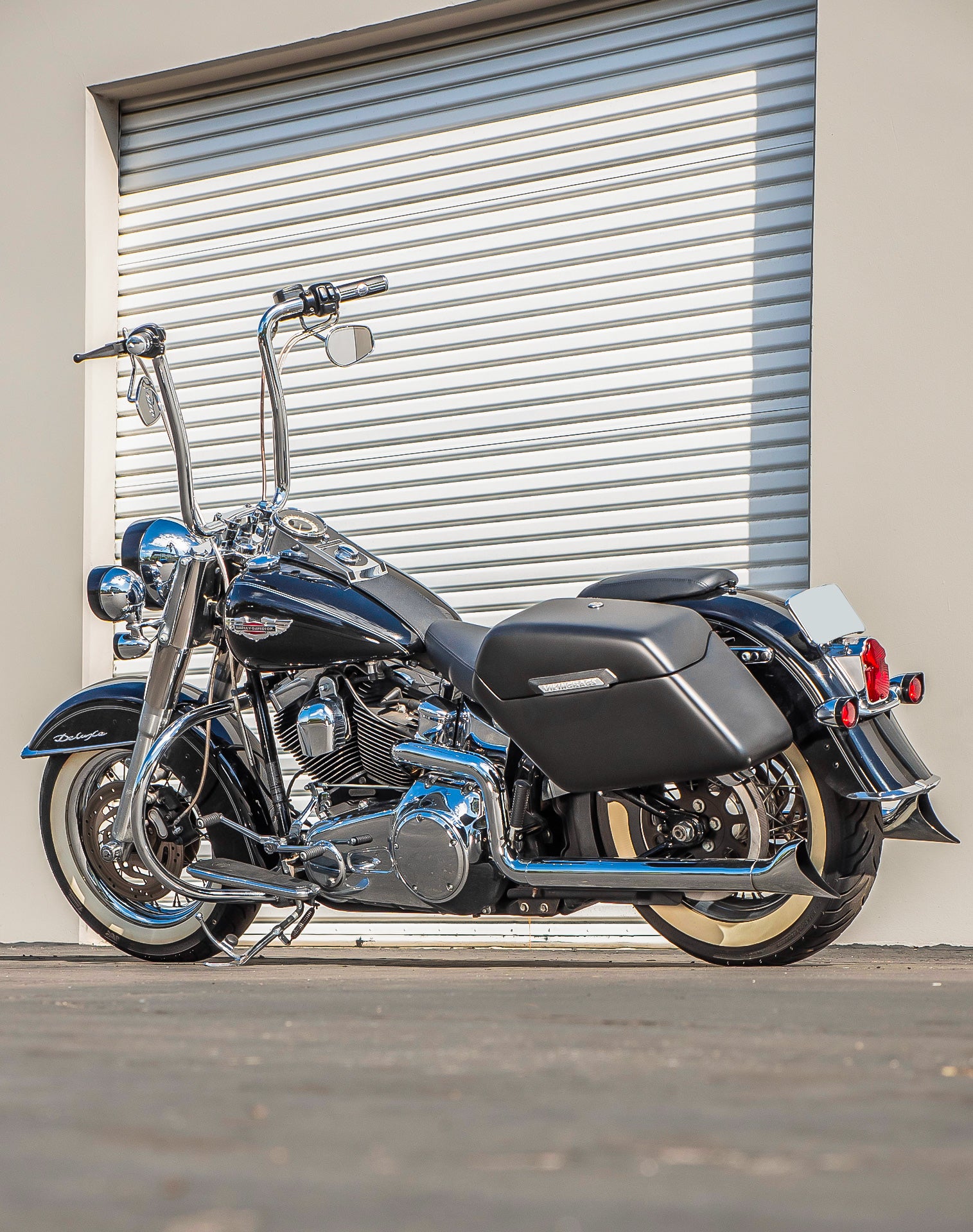 42L - Baldur Extra Large Matte Motorcycle Hard Saddlebags for Harley Softail Deluxe FLSTN/I v1