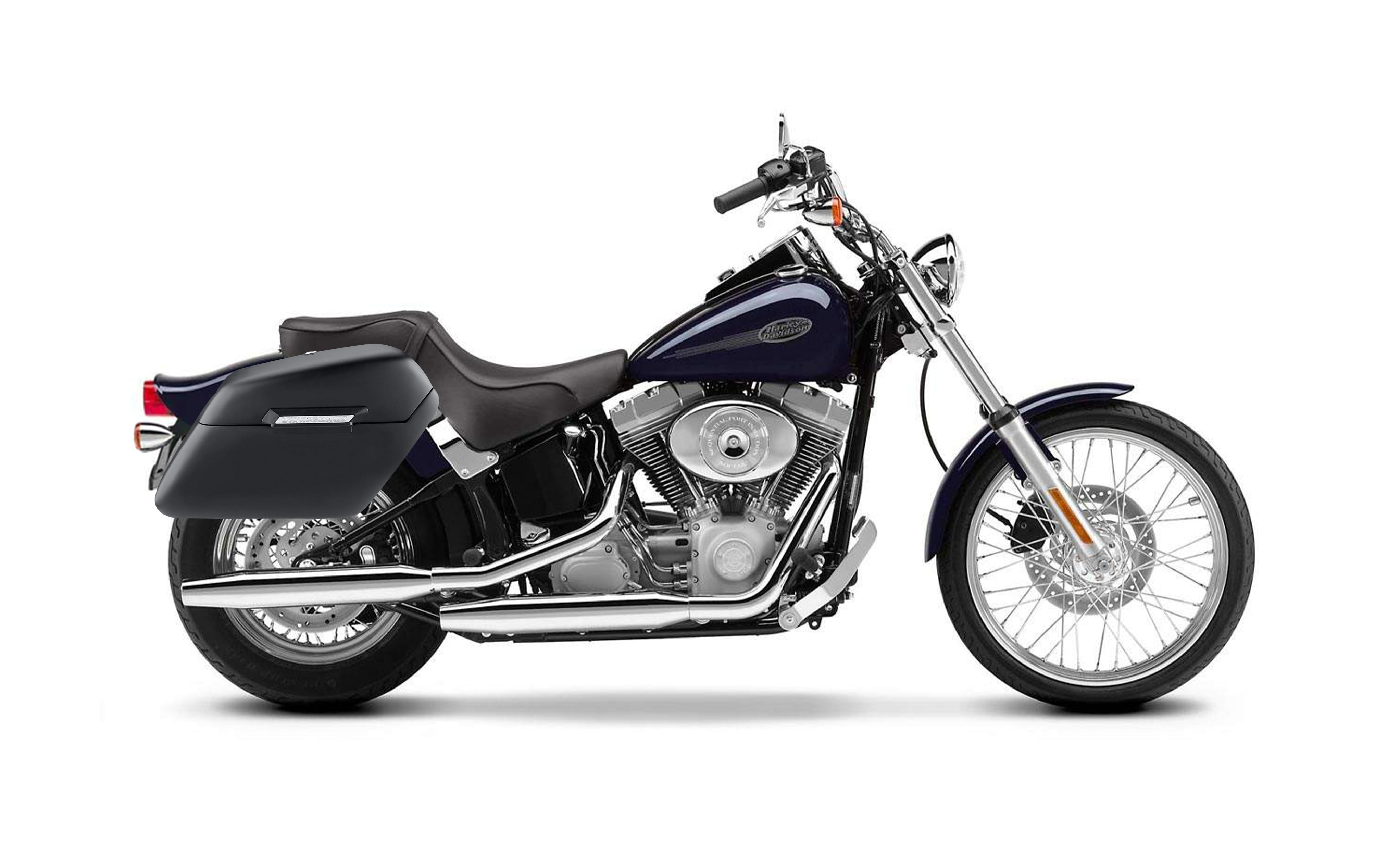 42L - Baldur Extra Large Matte Motorcycle Hard Saddlebags for Harley Softail Standard FXST/I Bag on Bike @expand