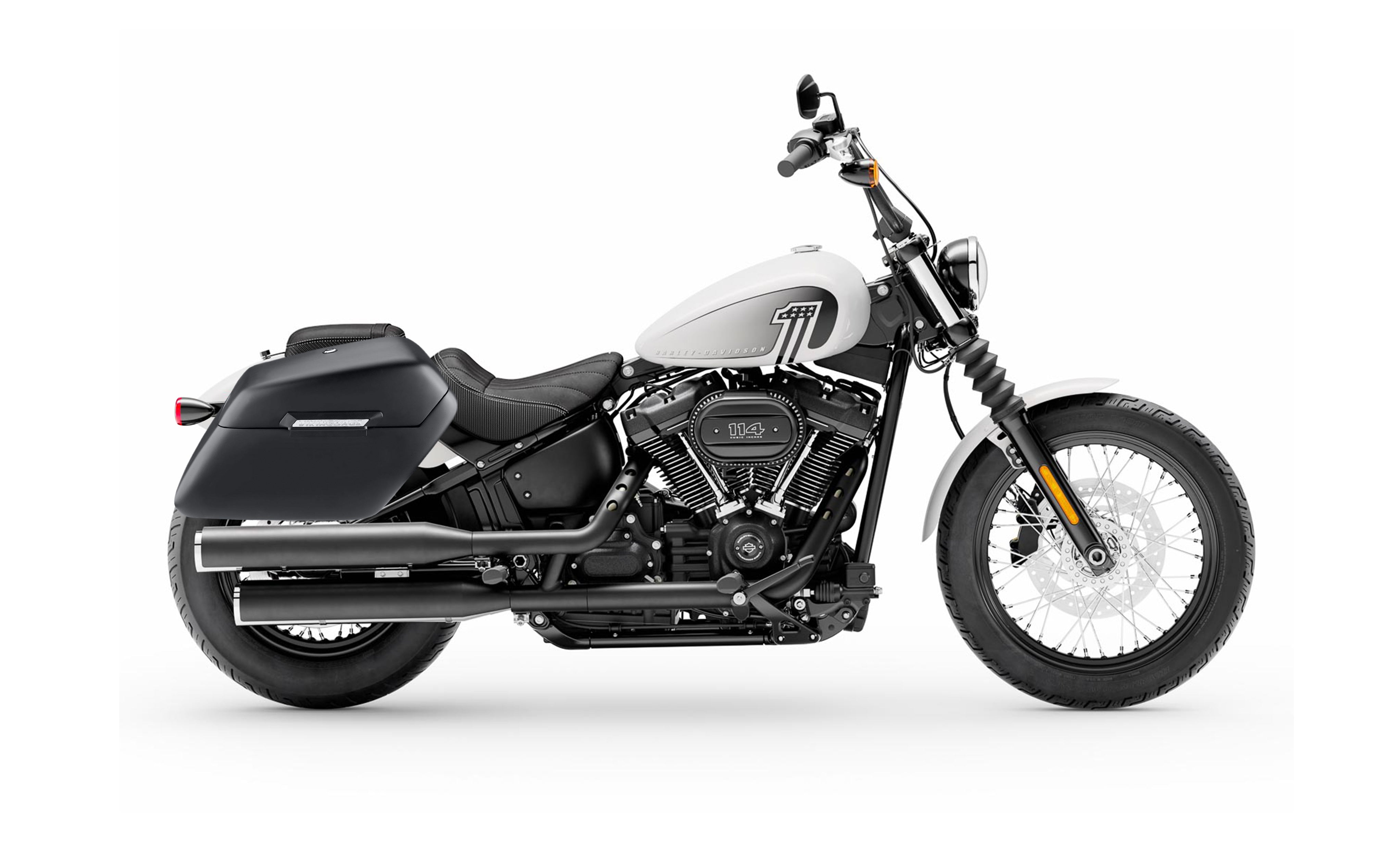 42L - Baldur Extra Large Matte Motorcycle Hard Saddlebags for Harley Softail Street Bob FXBB Bag on Bike @expand