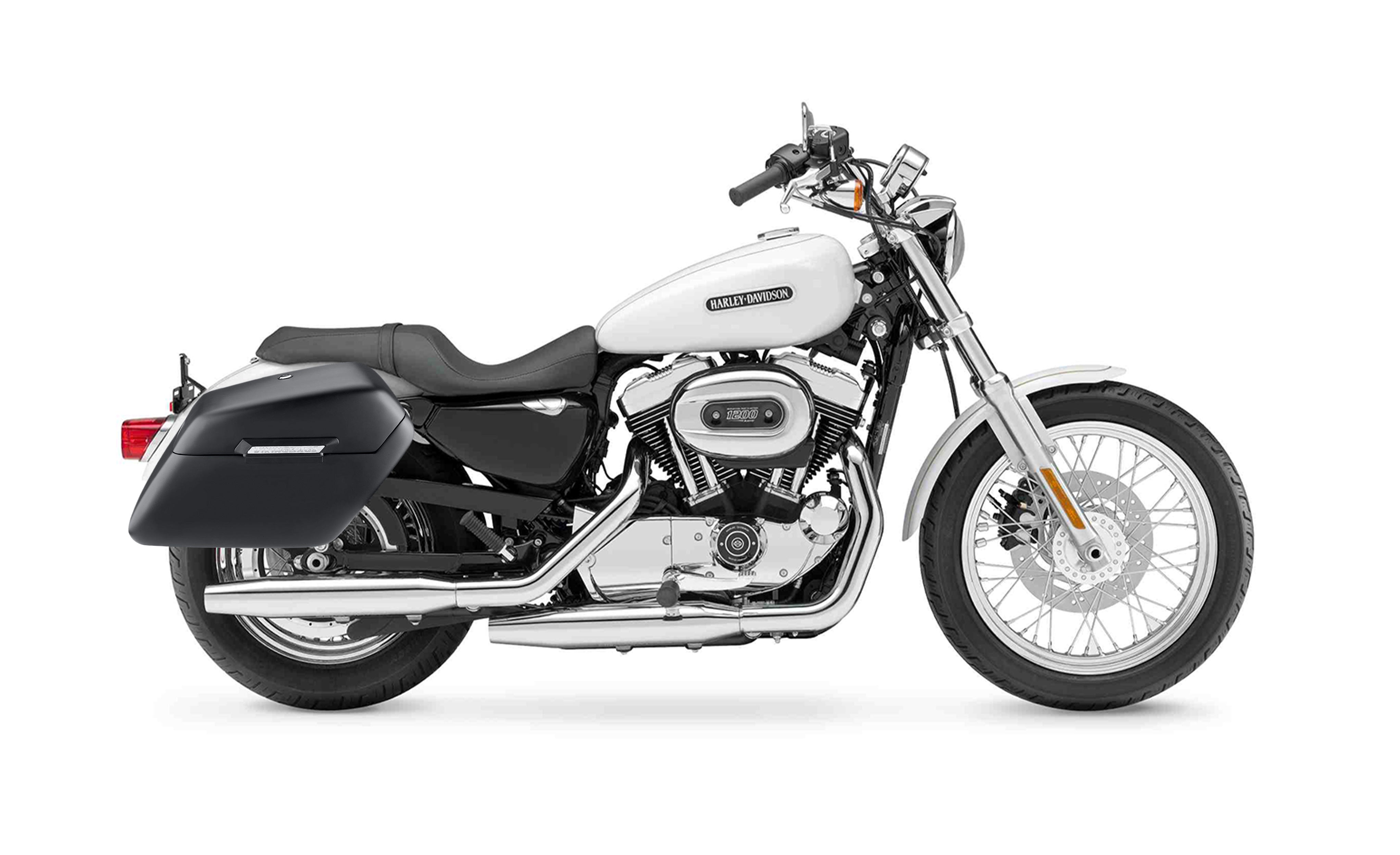 38L - Baldur XL Shock Cut-Out Harley Sportster 1200 Low XL1200L Matte Hard Saddlebags Bag on Bike @expand