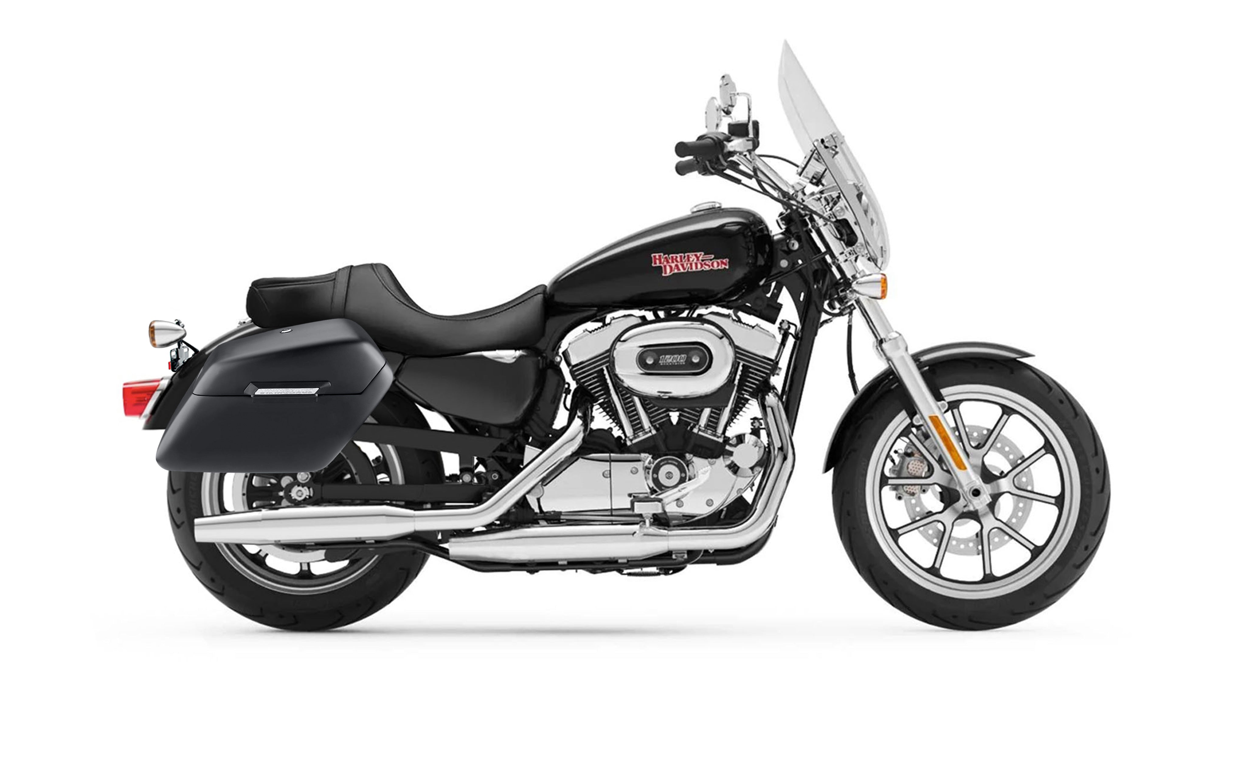 38L - Baldur XL Shock Cut-Out Harley Sportster 1200 Super Low XL1200T Matte Hard Saddlebags Bag on Bike @expand