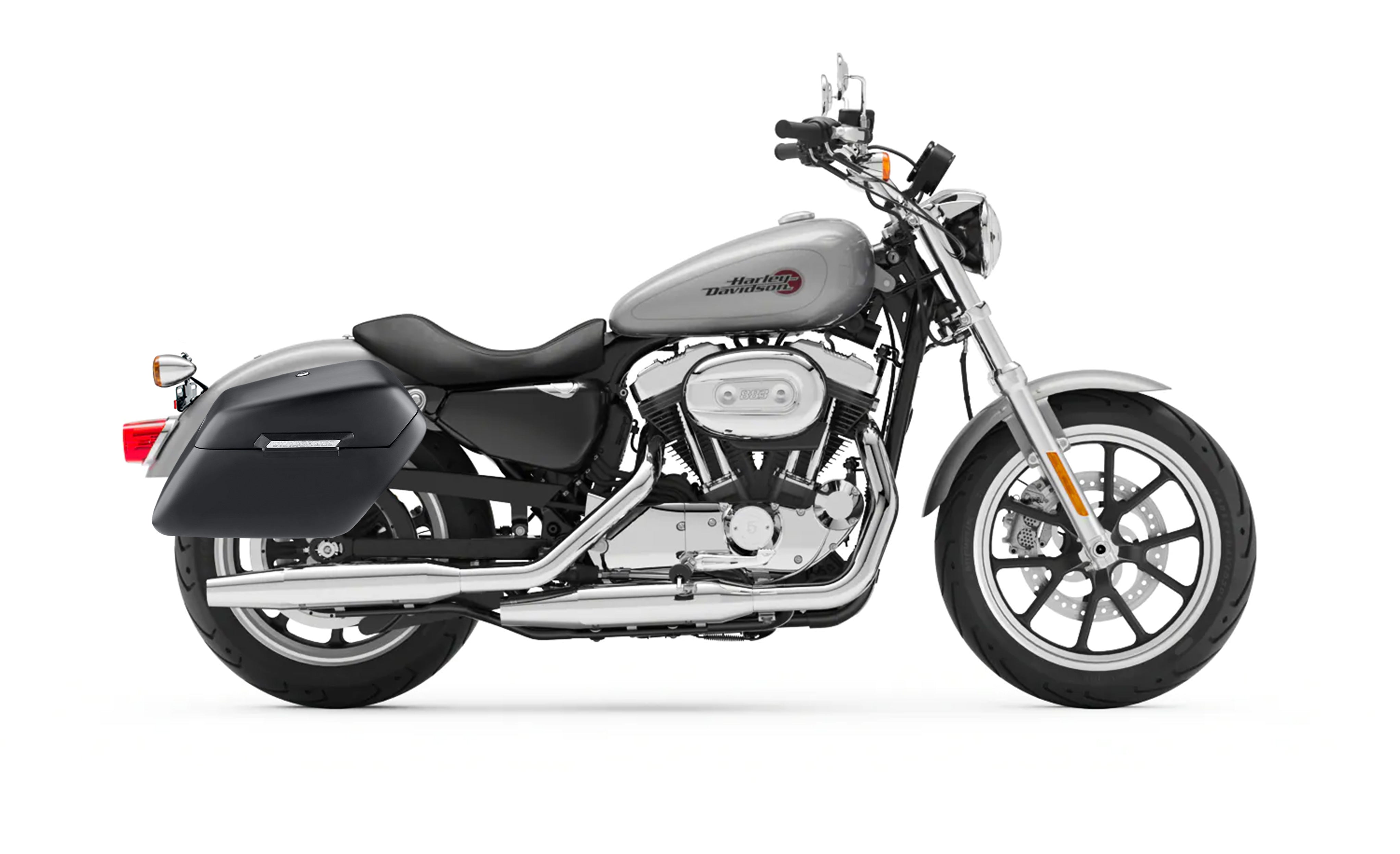 38L - Baldur XL Shock Cut-Out Harley Sportster Super Low XL883L Matte Hard Saddlebags Bag on Bike @expand