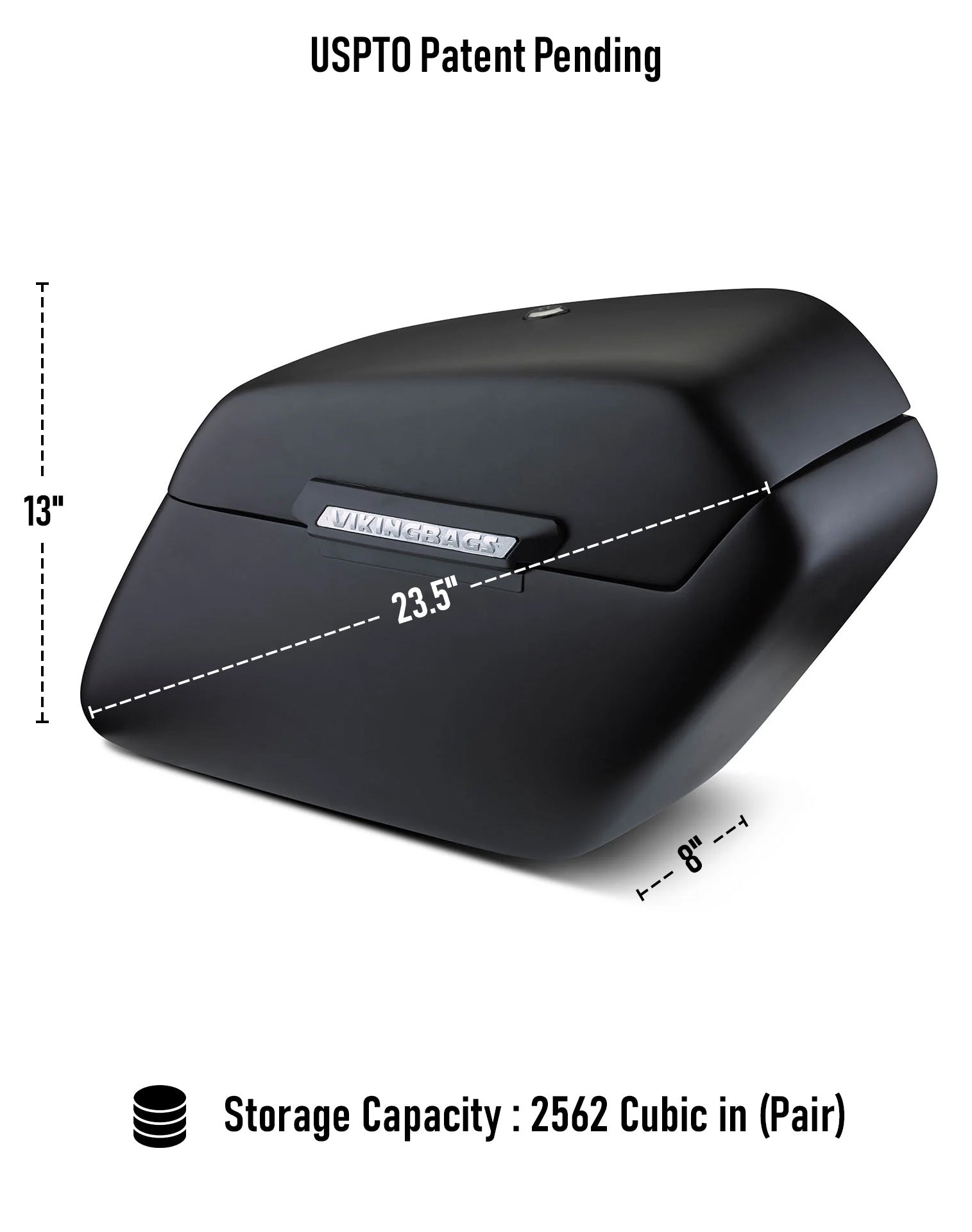 42L - Baldur Extra Large Yamaha V Star 950 Matte Motorcycle Hard Saddlebags Storage Capacity