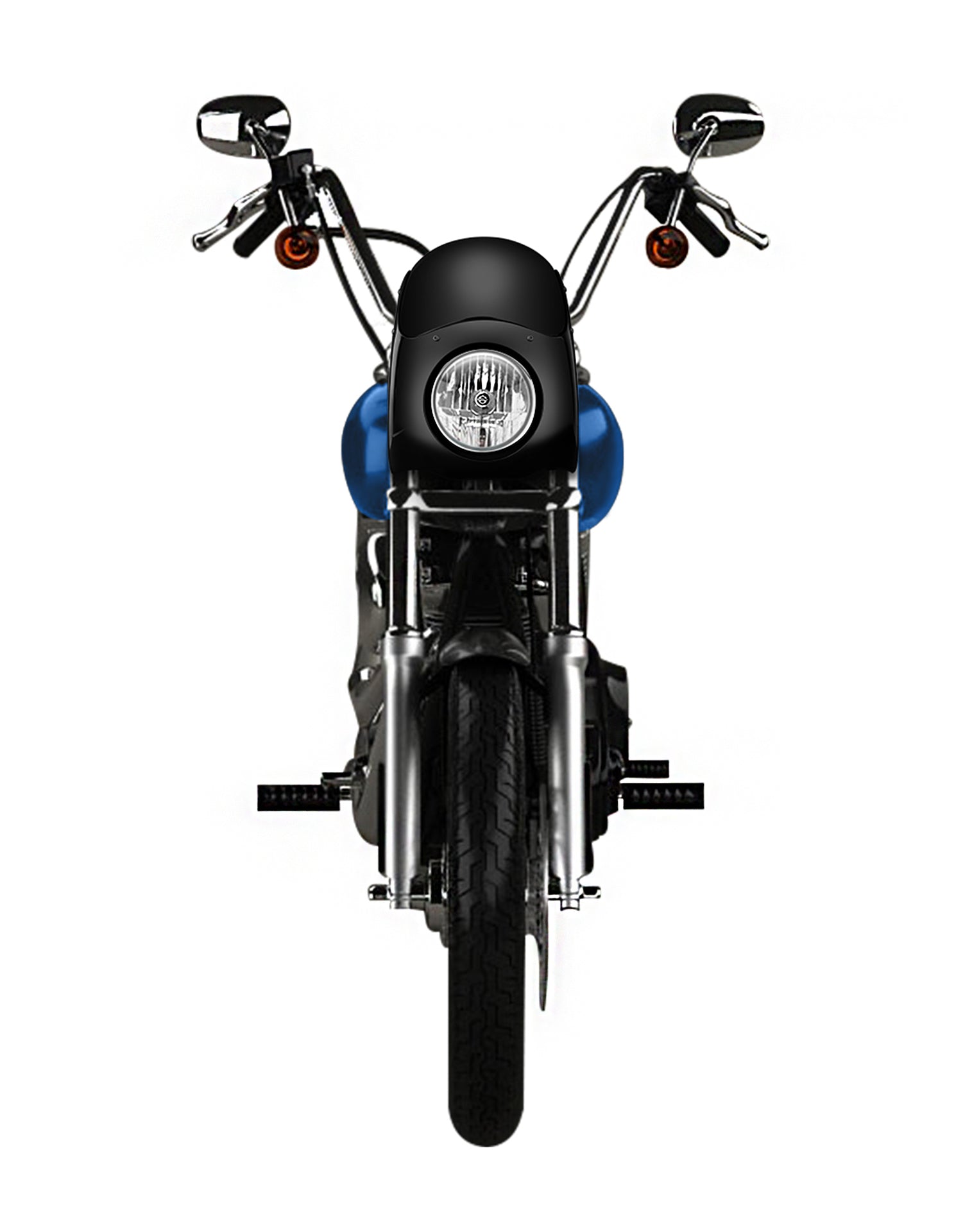 Viking Bronco Motorcycle Fairing For Harley Dyna Low Rider S FXDLS Gloss Black Fairing From Front