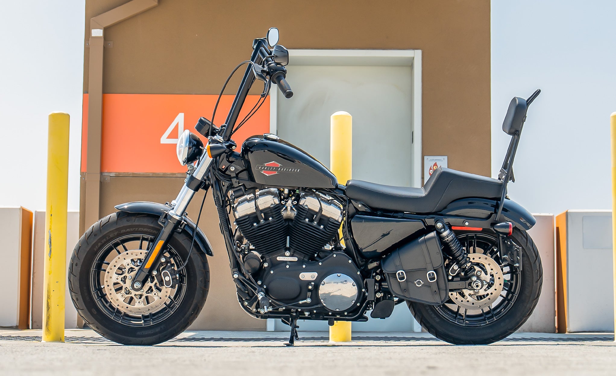 3L - Crafted Harley Sportster Specific Motorcycle Swing Arm Bag @expand