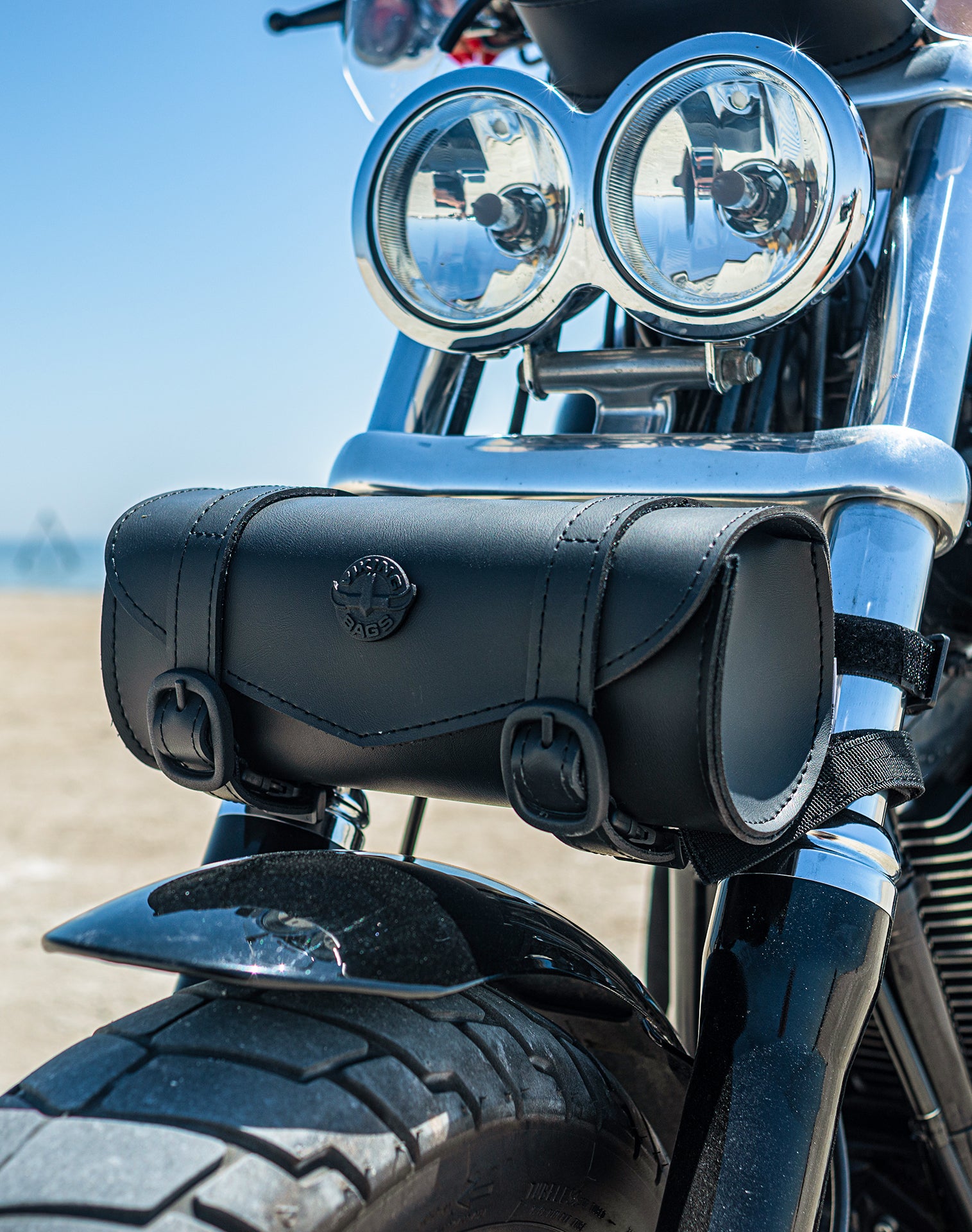 4L - Dark Age Plain Leather Motorcycle Roll Bag v1