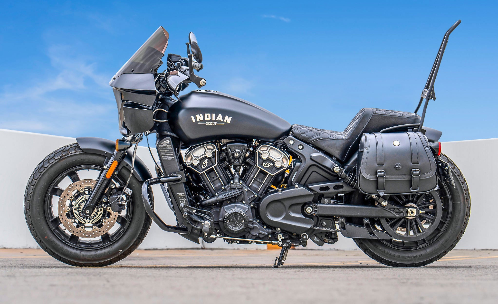 Viking Darkin Motorcycle Fairing for Indian Scout Bobber Twenty Gloss Black Lifestyle @expand