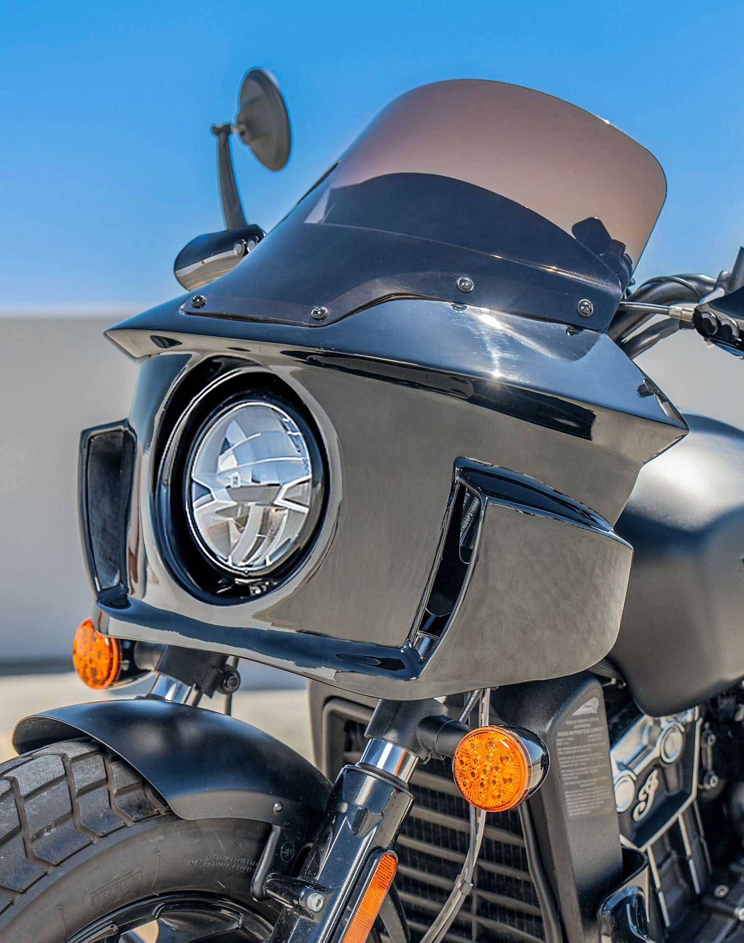 Viking Darkin Motorcycle Fairing for Indian Scout Bobber Twenty Gloss Black Lifestyle