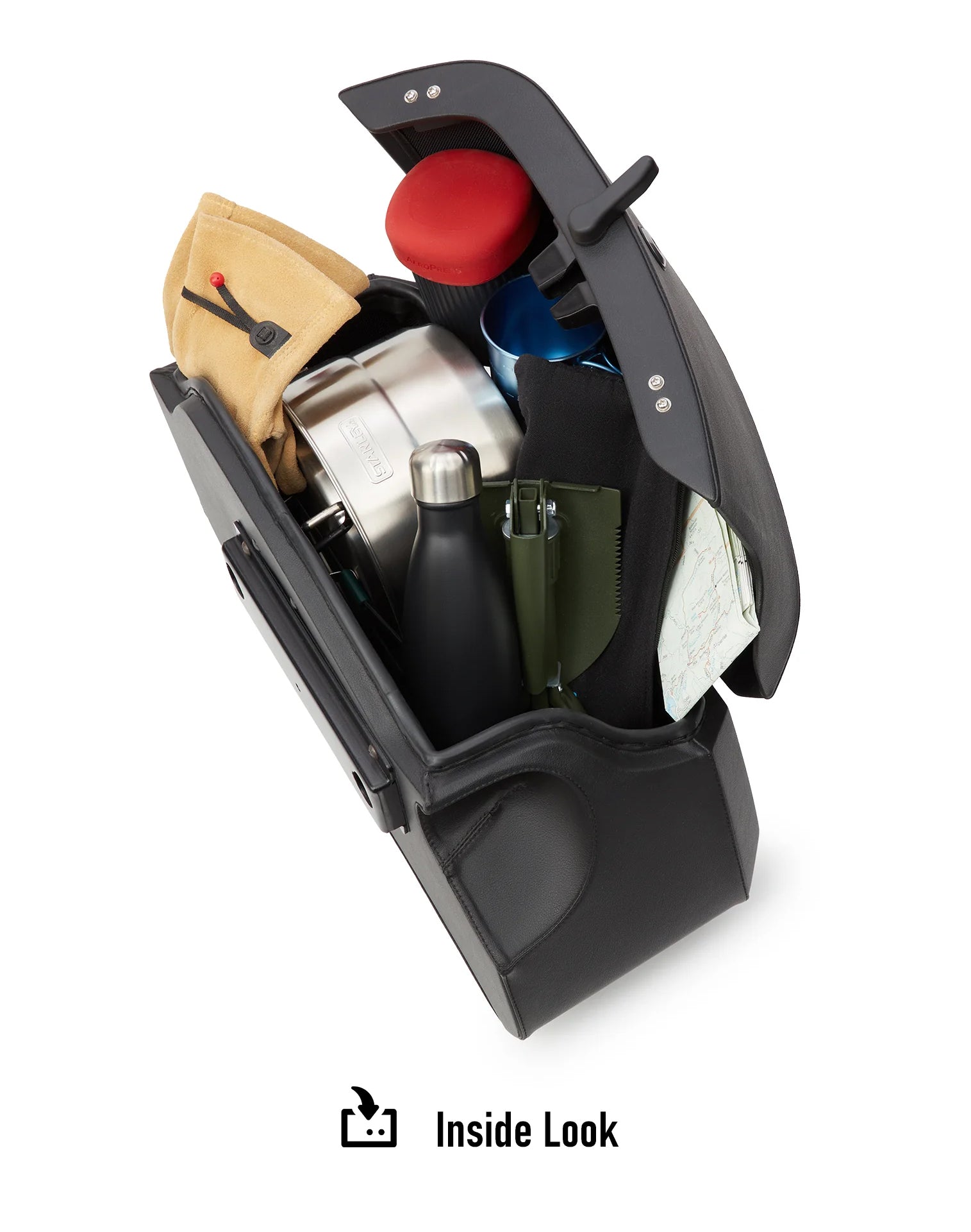 32L - Darkin Large Quick Mount Leather Wrapped Hard Saddlebags for Harley Softail Standard FXST Inside Look