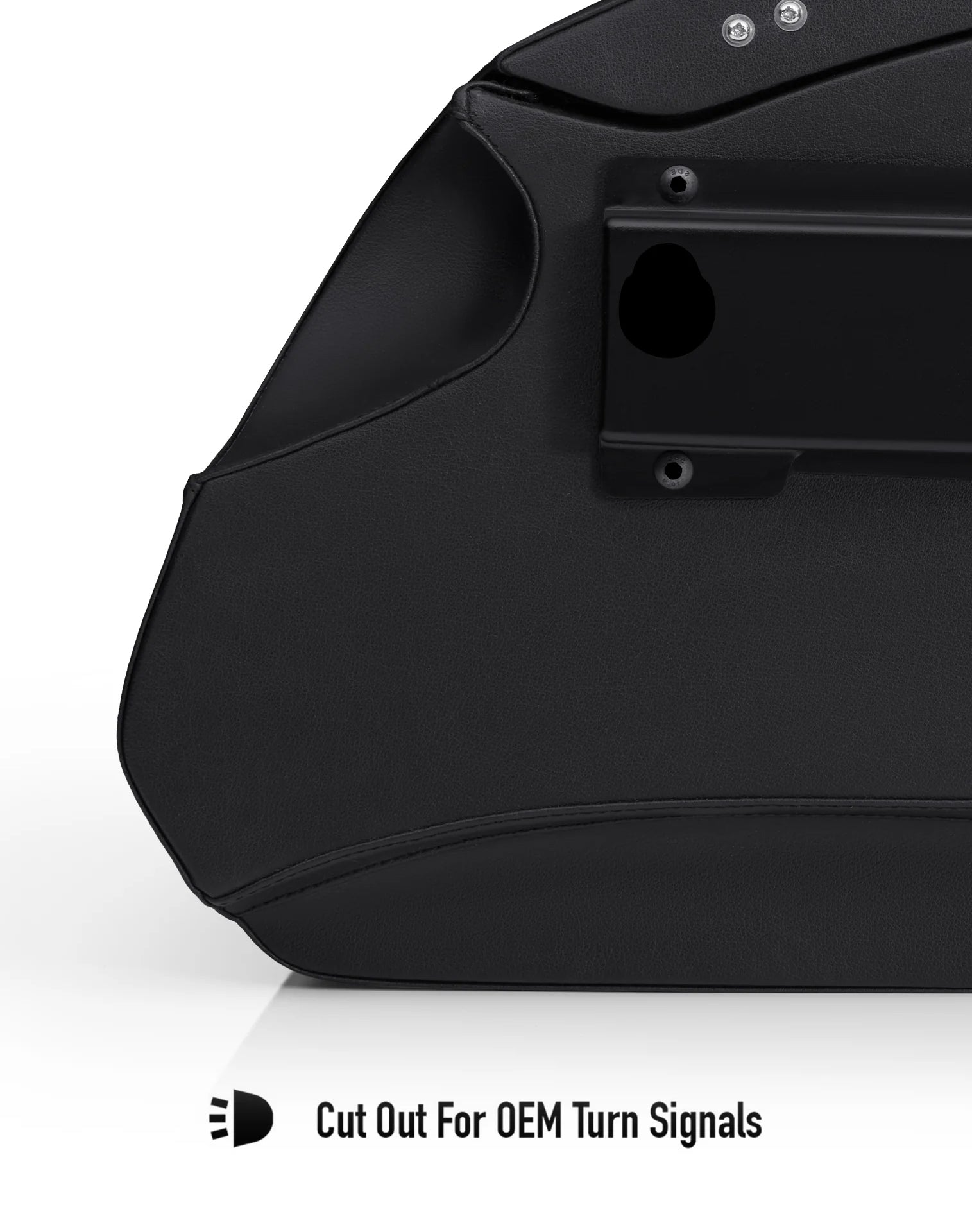 32L - Darkin Large Quick Mount Leather Wrapped Hard Saddlebags for Harley Softail Slim FLSL OEM Turn Signals