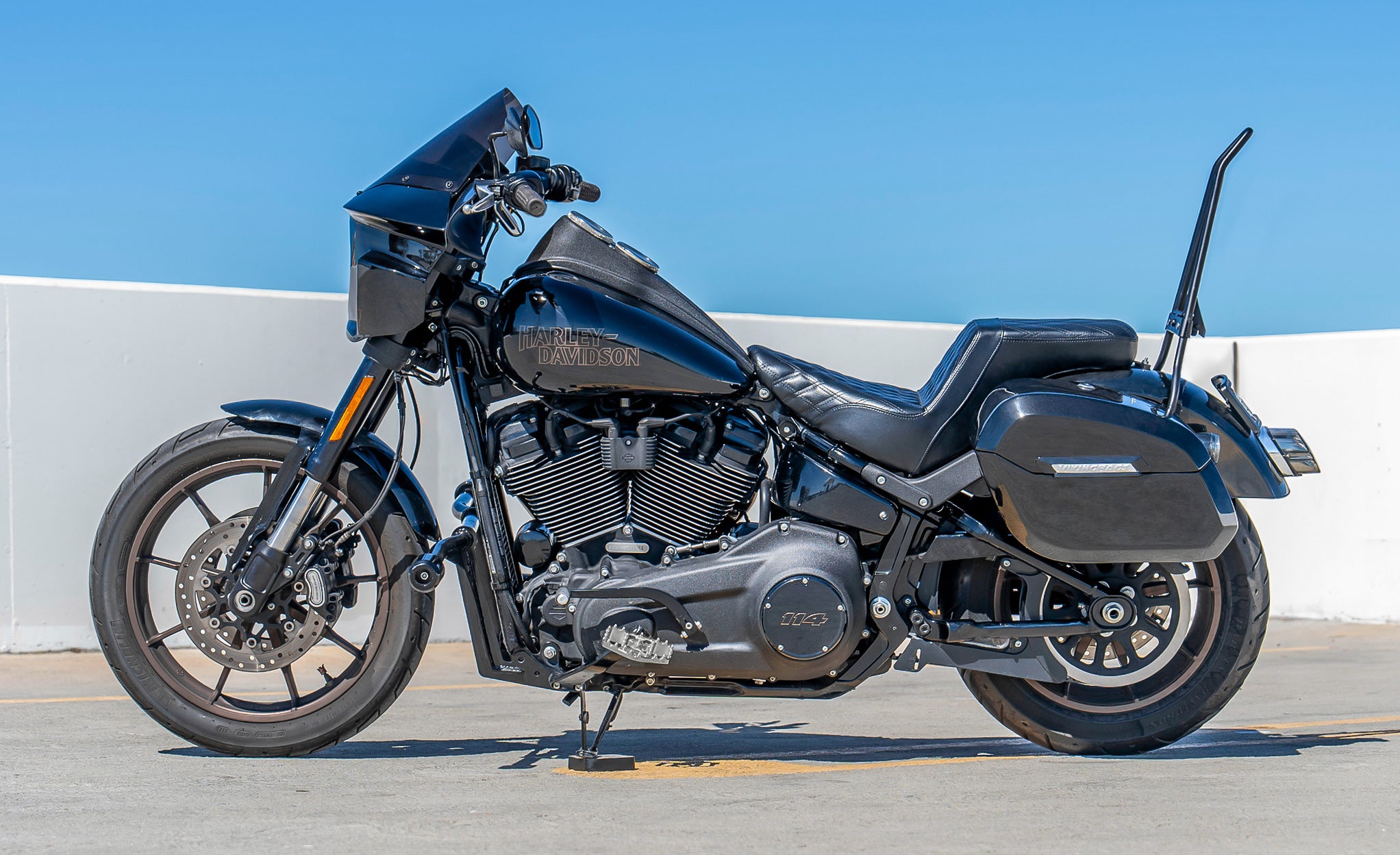 32L - Darkin Large Quick Mount Painted Hard Saddlebags for Harley Softail Low Rider S FXLRS Lifestyle @expand