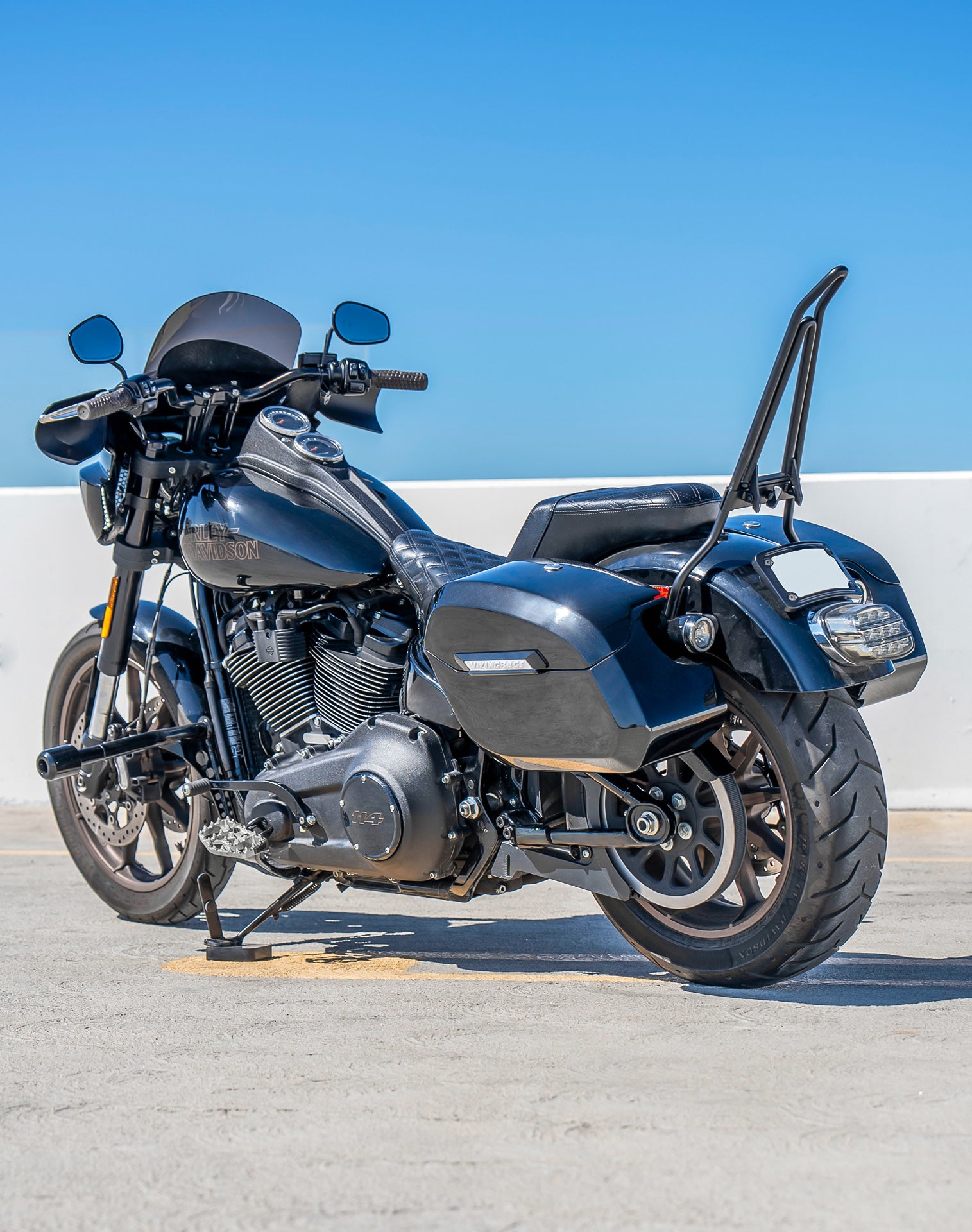 32L - Darkin Large Quick Mount Painted Hard Saddlebags for Harley Softail Low Rider S FXLRS Lifestyle