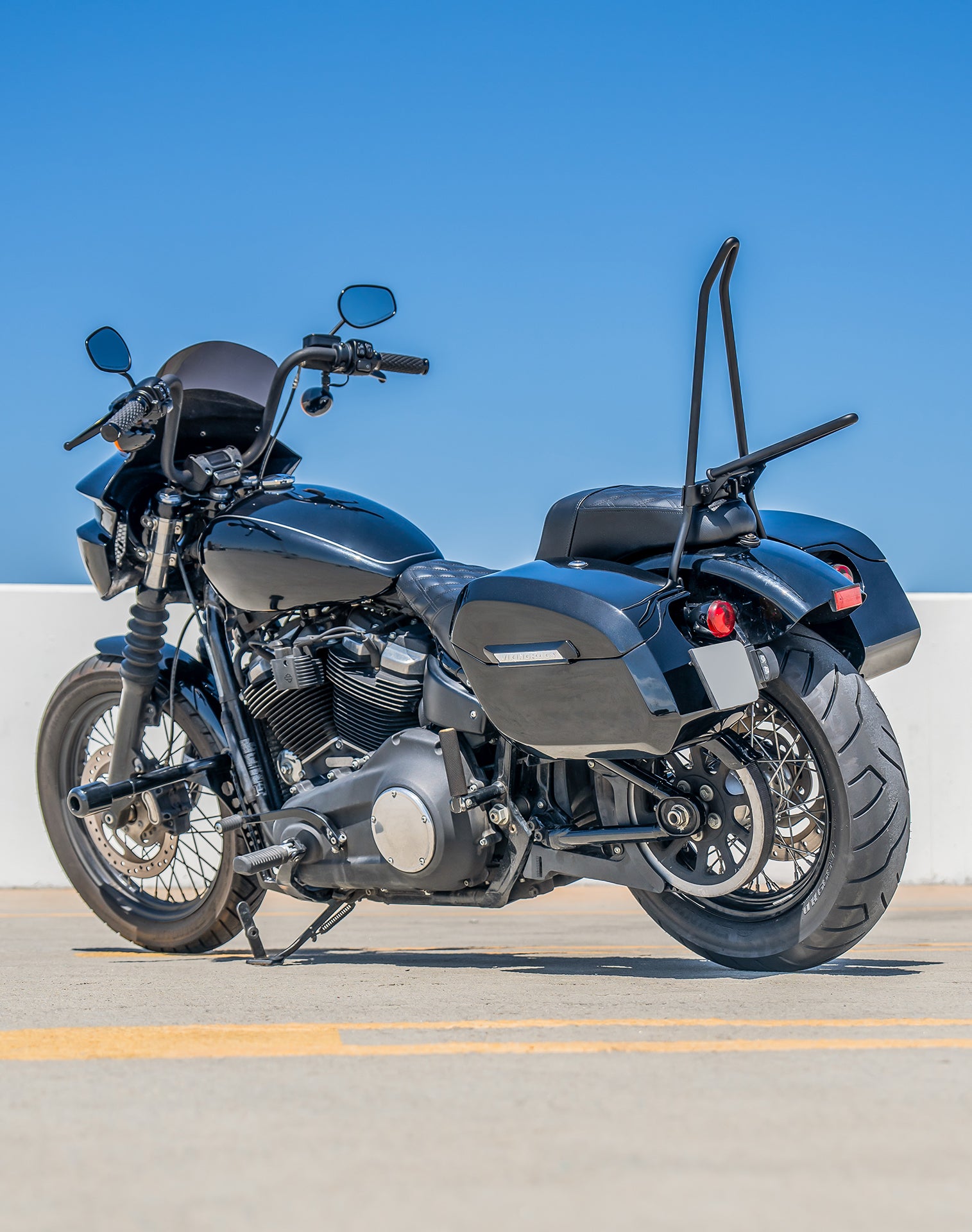 32L - Darkin Large Quick Mount Painted Hard Saddlebags for Harley Softail Street Bob FXBB/S Lifestyle