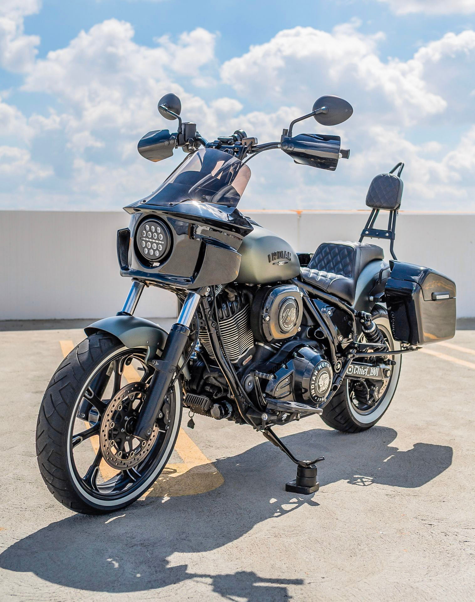 Viking Darkin Indian Chief Dark Horse Motorcycle Fairing Gloss Black Lifestyle Vertical