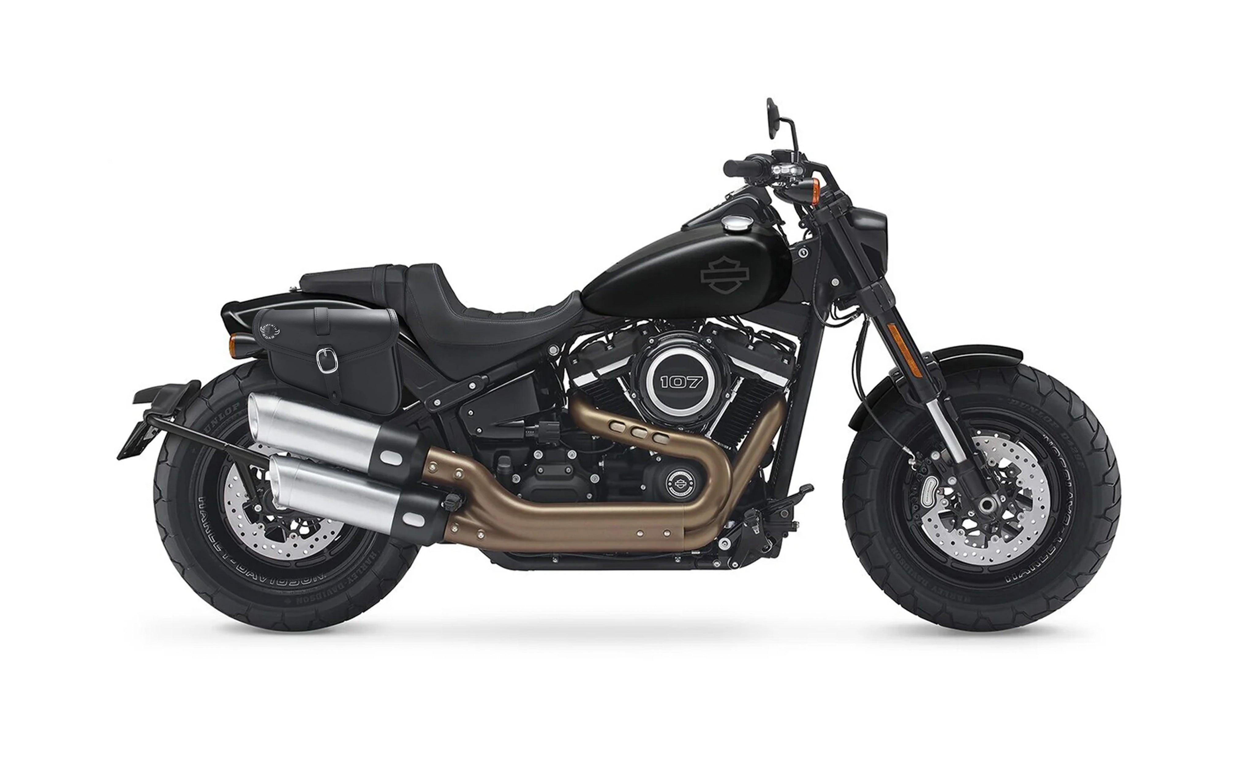 2L - Diablo Plain Leather Motorcycle Right Solo Bag For Harley Softail Fat Bob FXFB/S Bag on Bike @expand