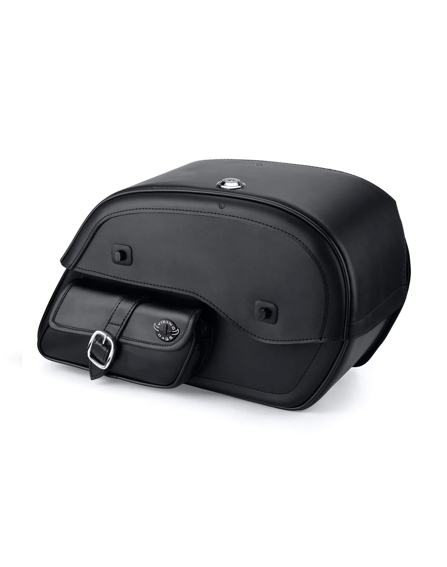 Viking Essential Side Pocket Large Victory High Ball Leather Motorcycle Saddlebags Main View
