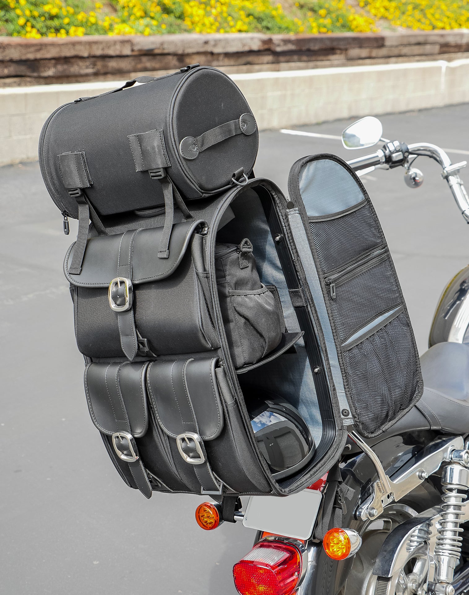 55L - Highway Extra Large Plain Kawasaki Motorcycle Sissy Bar Bag